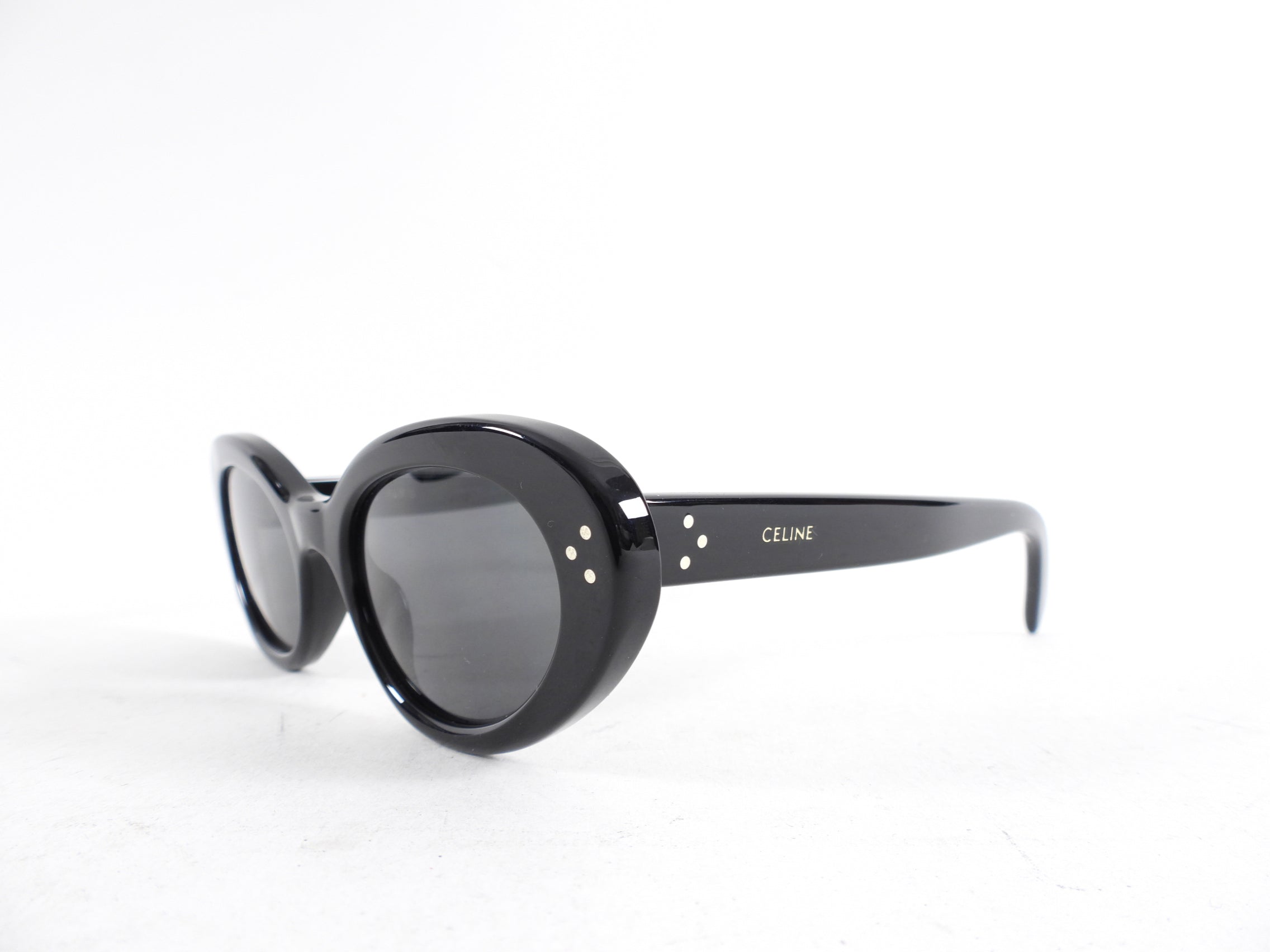 Celine Black Oval Acetate Sunglasses S193 - Stylish UV Protection Shades for Women, Fashionable Oversized Sunglasses for Outdoor Activities, Beach, and Driving