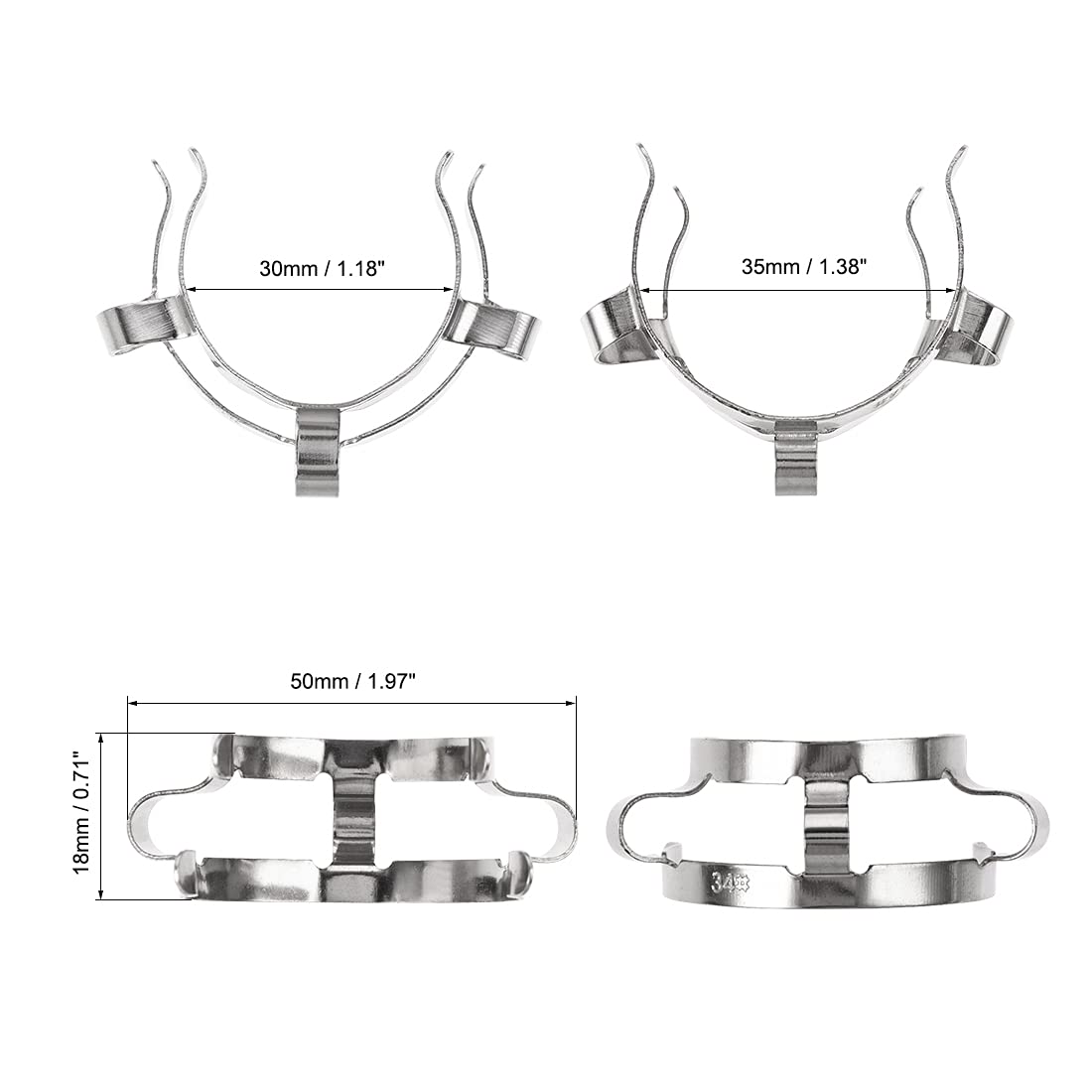 uxcell 34mm Glass Taper Joint Clip Clamp - Silver Laboratory Connector for Chemistry Lab Equipment | Perfect for Distillation, Condenser & Glassware Assembly