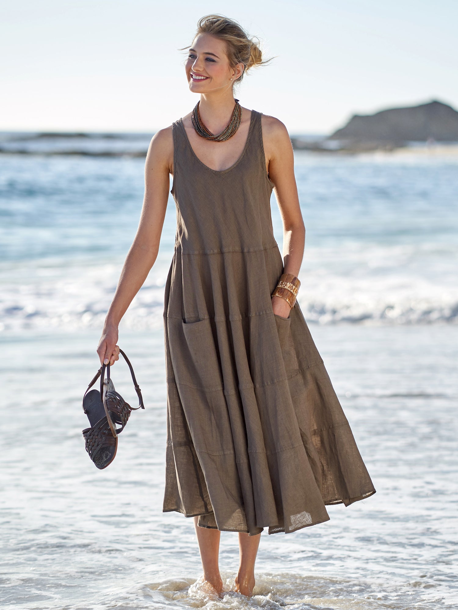 Shari Linen Dress for Women - Breathable Summer Maxi Dress with Pockets | Perfect for Beach Vacation, Date Night & Casual Outings