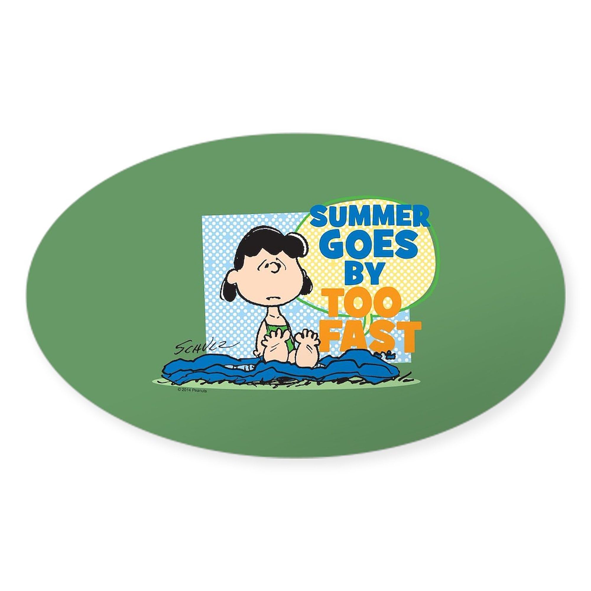 Summer Goes by Too Fast Oval Car Bumper Sticker - Funny Seasonal Vinyl Decal for Cars, Trucks, Windows - Perfect for Beach Lovers & Summer Road Trips