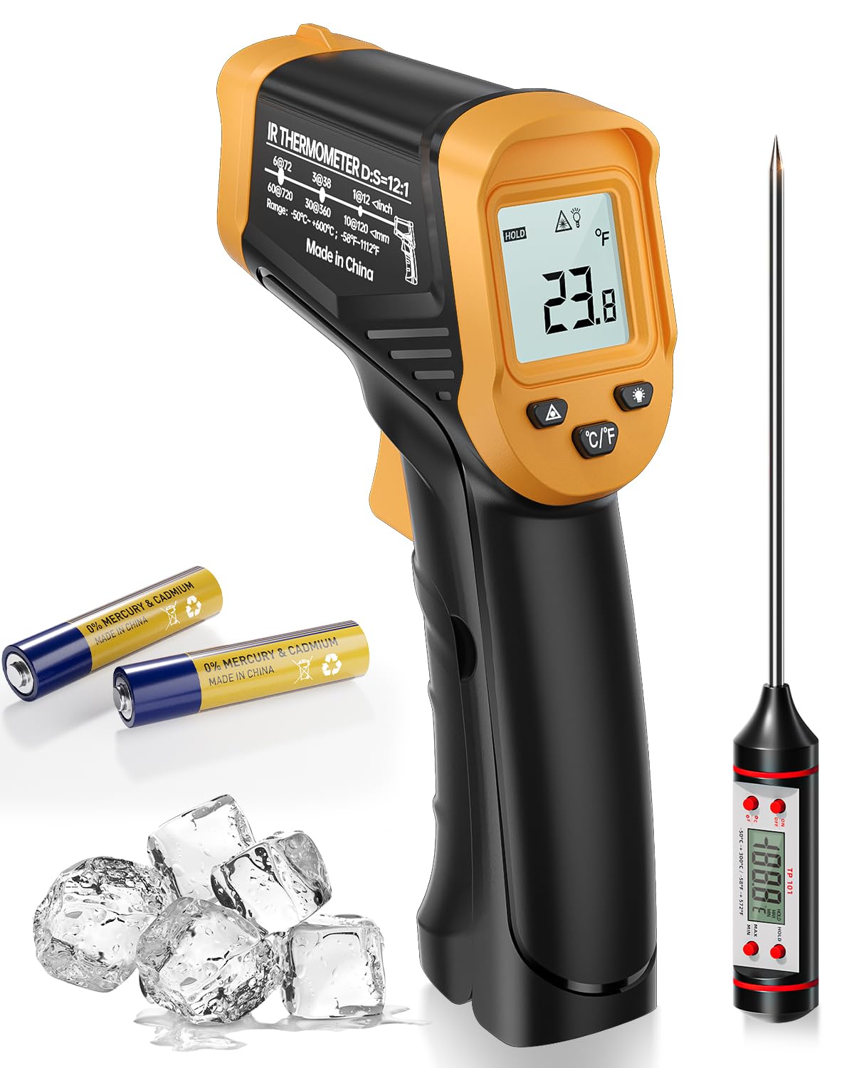 Eventek Infrared Thermometer Gun -58°F to 1112°F, Non-Contact Laser Temperature Gun for Cooking, Grilling, HVAC & Home Use - Perfect for Pizza Ovens, Griddles, AC Units, Barbecues & Meat Thermometry