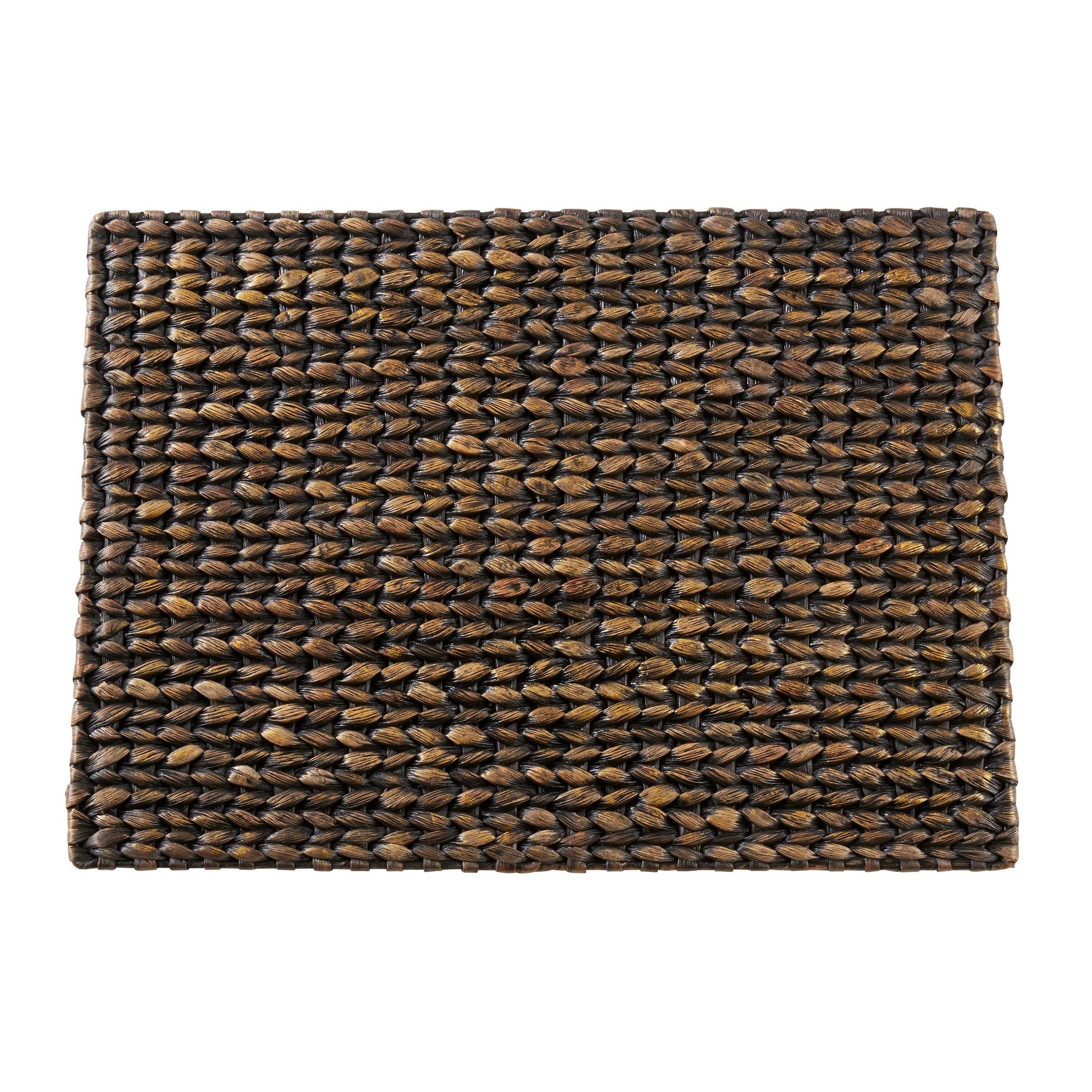 4-Piece Brown Woven Rattan Placemats Set - Natural Wooden Hardboard Texture Rectangle Table Mats for Dining Table, Kitchen, and Party Decor