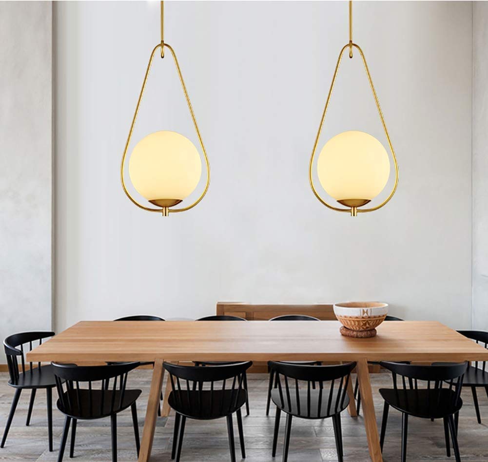 Modern Single Head Chandelier - Creative Glass Ball Pendant Light for Restaurant, Bar & Bedroom - Nordic Minimalist Design - Perfect for Dining Rooms, Living Spaces & Commercial Decor