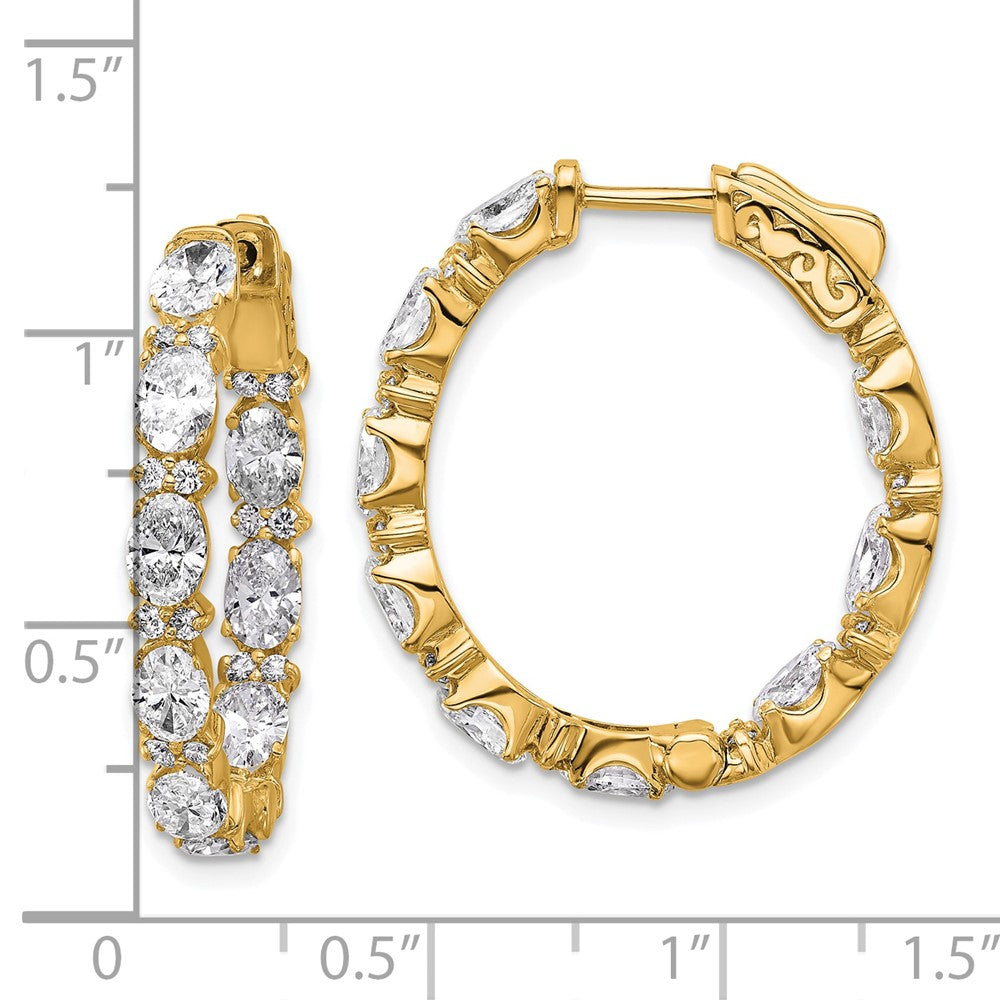 14K Gold Certified Oval & Round VS DEF Diamond Hoop Earrings for Women - Inside/Outside Wear - Model EM10588C LD | Perfect for Weddings, Parties & Everyday Elegance