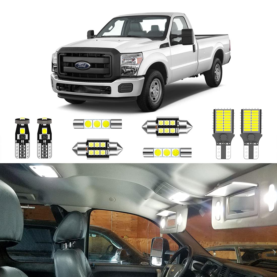 14PCS Super Bright White LED Interior Light Kit for 1999-2016 Ford F250 F350 - Includes Cargo Lights, License Plate Lights & Installation Tool | Perfect for Night Driving, Off-Roading & Vehicle Upgrades