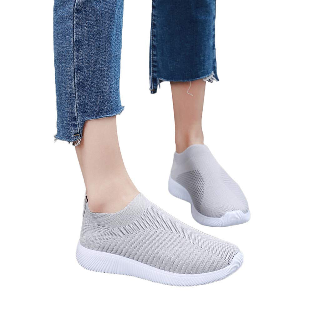Women's Slip-On Walking Shoes - Breathable Mesh Sneakers with Sock Design, Lightweight Platform Nurse Shoes for Women | Perfect for Work, Travel & Everyday Comfort