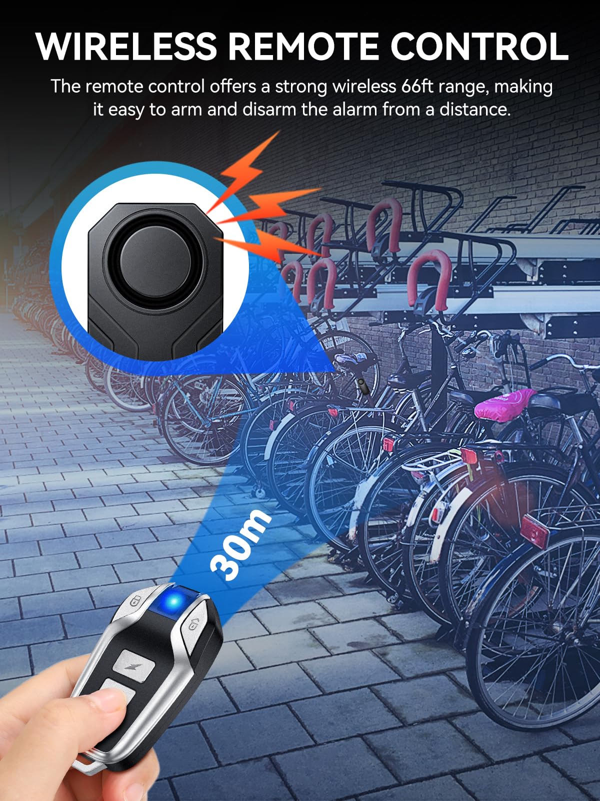 Onvian Upgraded Rechargeable Bike Alarm - Wireless Vibration Motion Sensor Anti-Theft Alarm with Remote | IP65 Waterproof Motorcycle Security System | Perfect for Ebikes, Bicycles, Scooters & Cars | Ideal for Urban Commuting, Parking Security & Outdoor Adventures