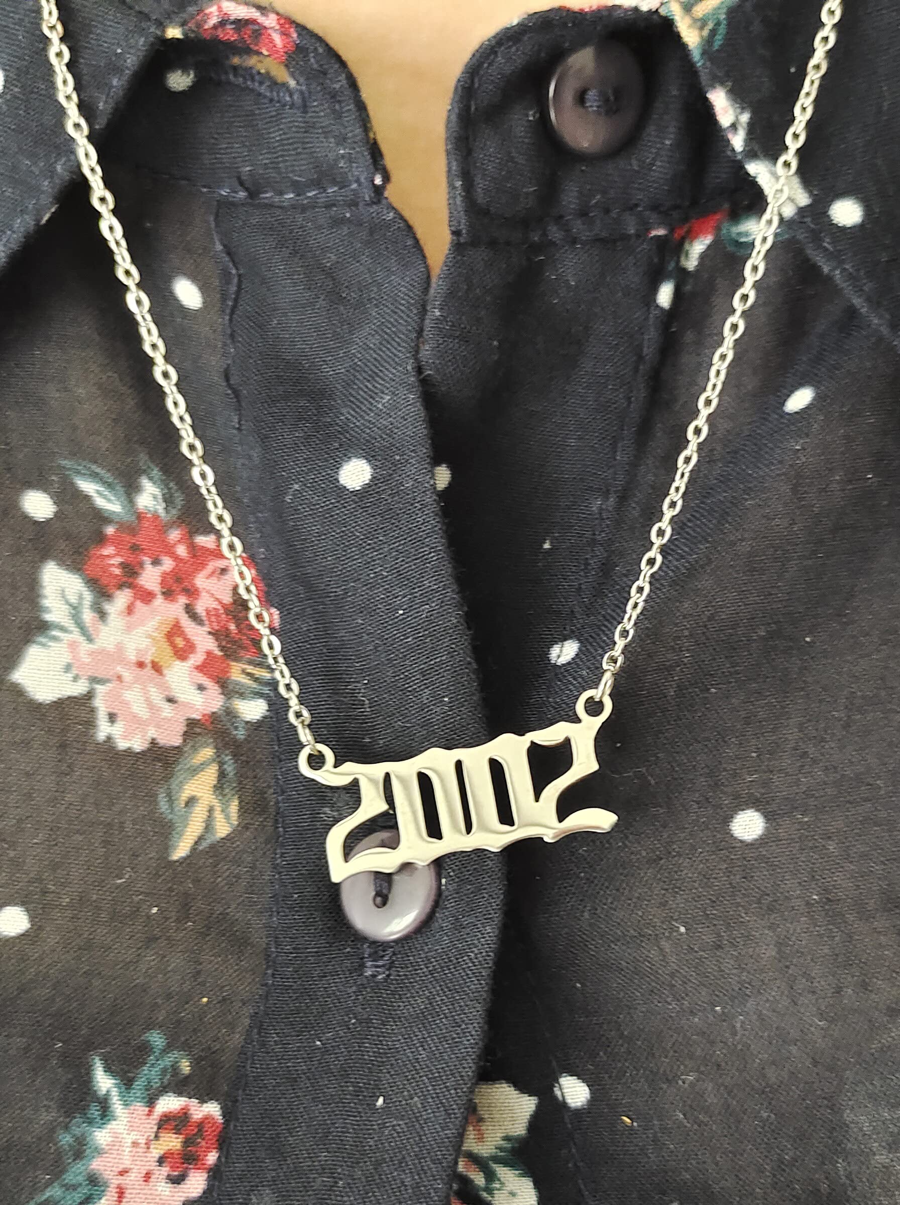 Year Necklace for Women - 18k Gold Plated/Silver Birth Year Number Pendant | Birthday Gift, Angel Friendship Jewelry with Old English Charm | Perfect for Anniversaries, Graduations & Special Occasions