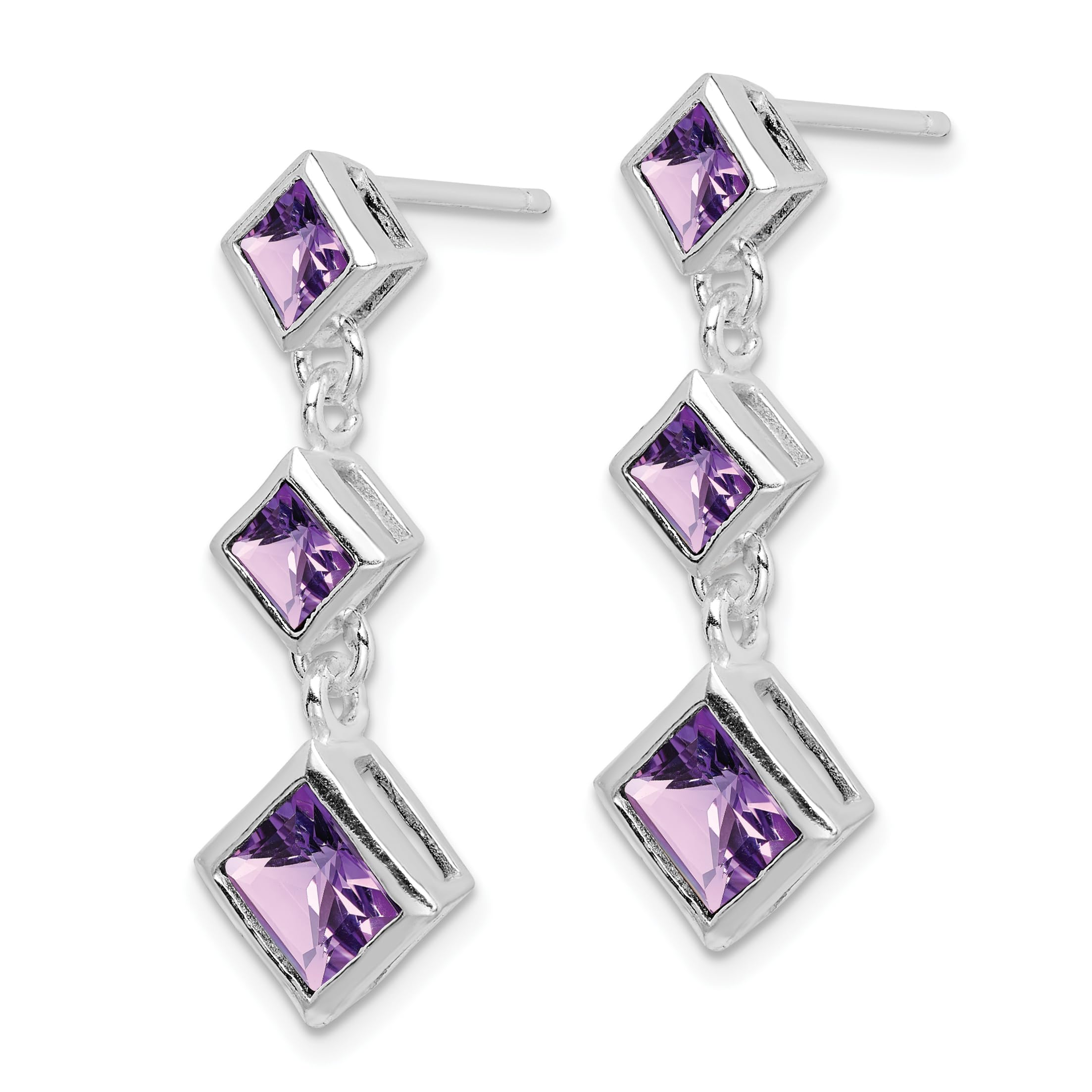925 Sterling Silver Purple Amethyst Drop Dangle Earrings for Women | Elegant Post Earrings for Party, Wedding & Everyday Wear