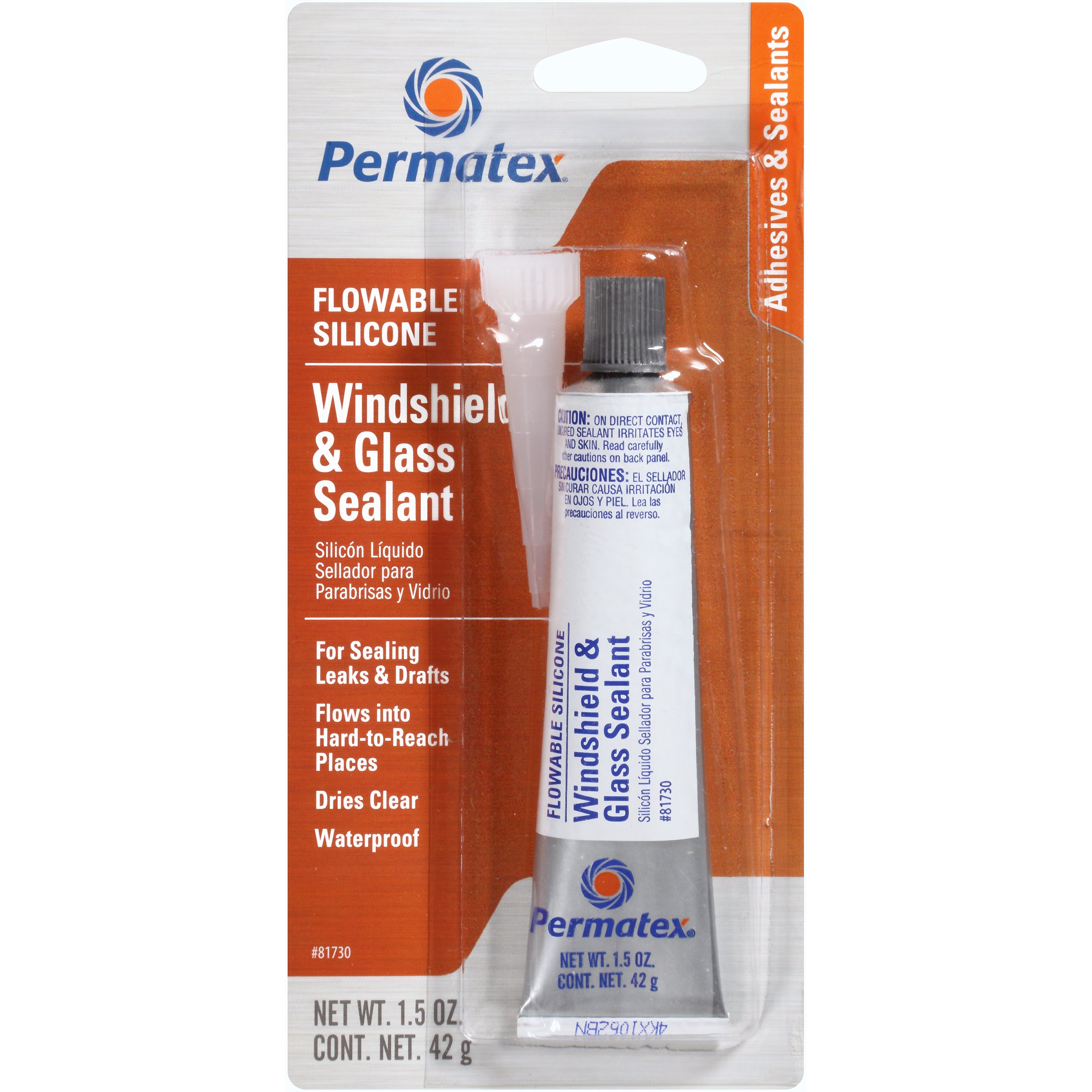 Permatex 81730-12PK Flowable Silicone Windshield & Glass Sealer - 1.5 oz (12 Pack) - Leakproof Sealant for Auto Glass Repair, RV Windows & Marine Applications