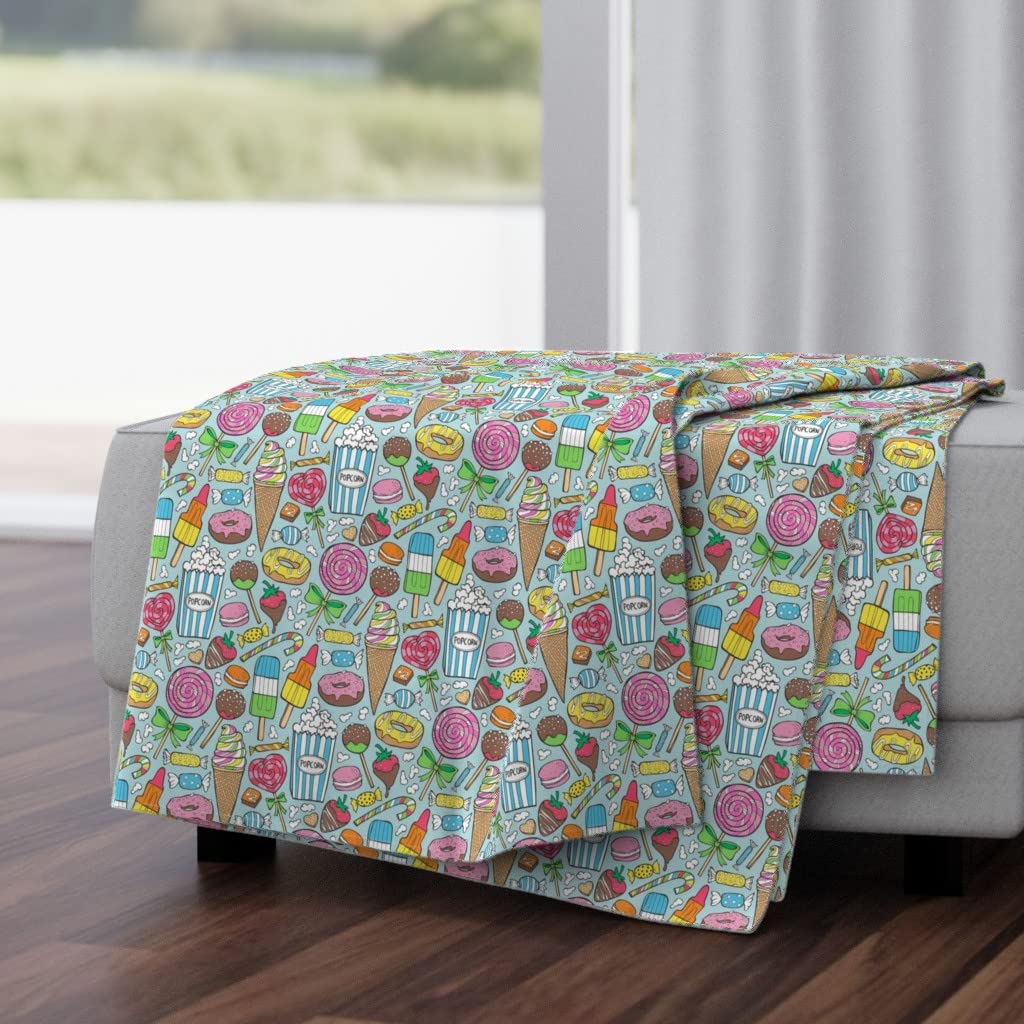 Soft Plush Minky Throw Blanket 50x70 Inches - Candy Sweets Donuts Popcorn Chocolate Carnival Theme Blanket | Cozy Home Decor, Gift for Kids & Adults, Perfect for Bed, Sofa, and Picnics