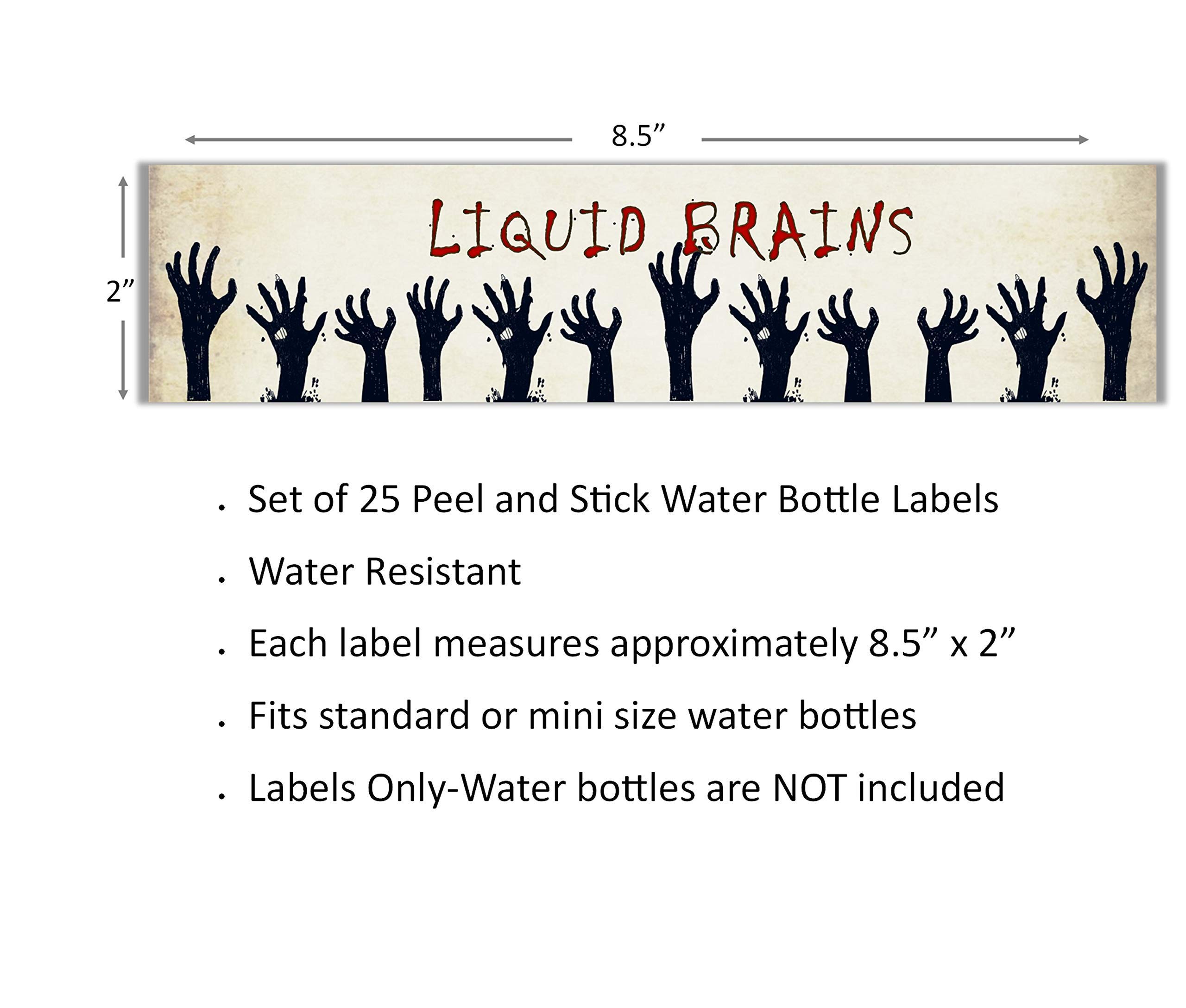 Halloween Water Bottle Labels - Personalized, Waterproof, Peel & Stick Wrappers - Pack of 25 with 5 Assorted Designs - Perfect for Halloween Parties, Trick or Treating, and School Events