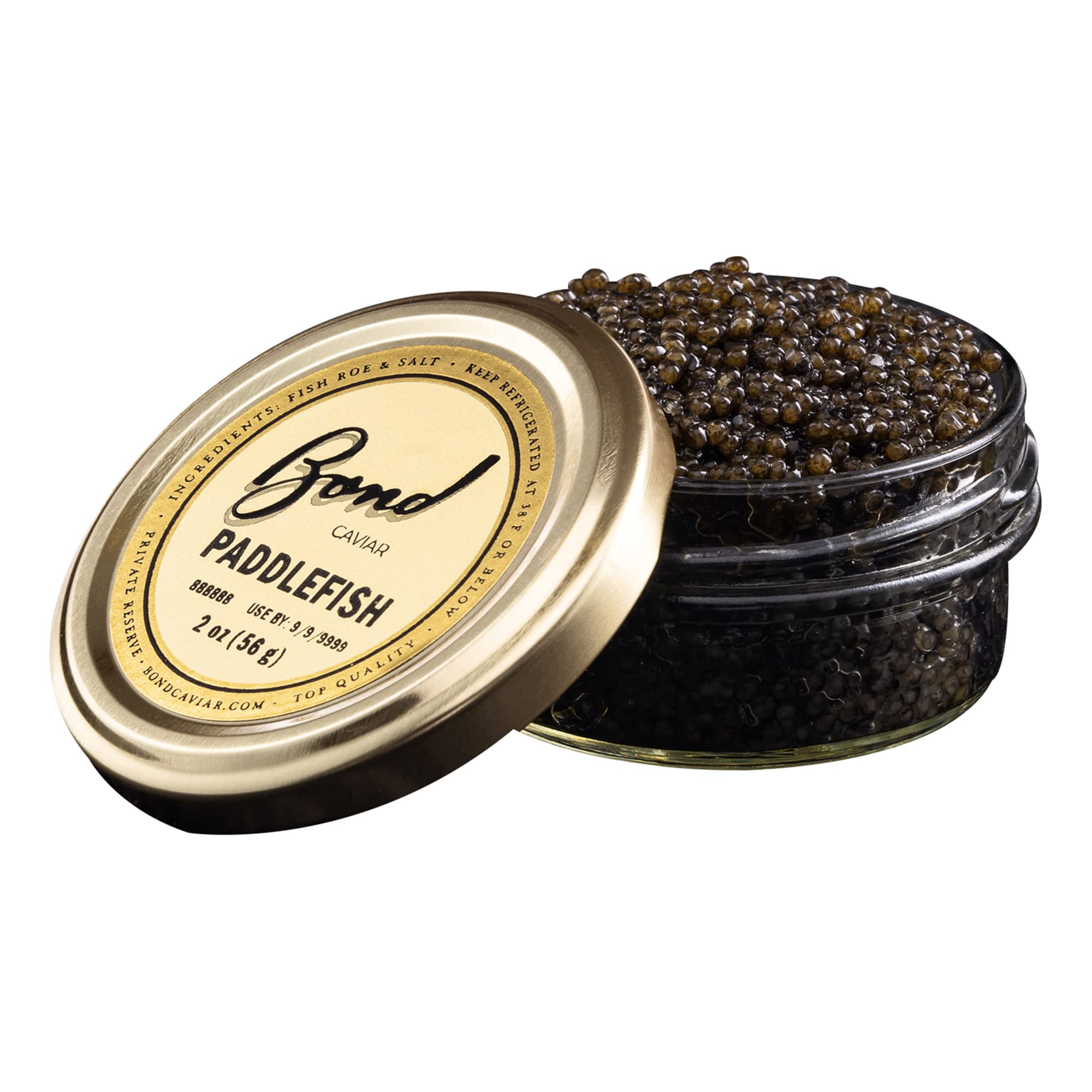 Premium American Paddlefish Caviar - Gourmet Malossol Fish Roe with Sea Salt, Medium Grey Pearls (2oz/56g Glass Jar) | Overnight Shipping | Luxury Gift for Weddings, Parties & Special Events | Perfect for Canapés, Blinis & Fine Dining Experiences