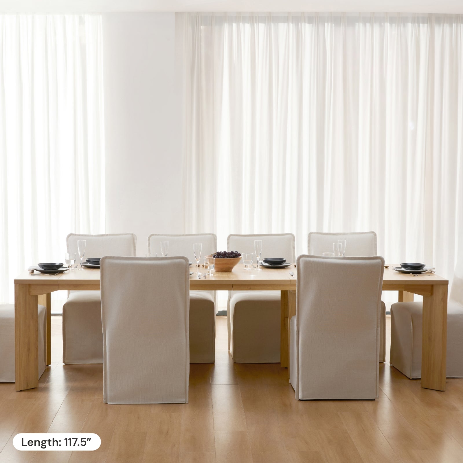 Extendable Oak Flex Dining Table - Expandable for Small Spaces & Entertaining | Perfect for Apartments, Kitchens & Family Gatherings