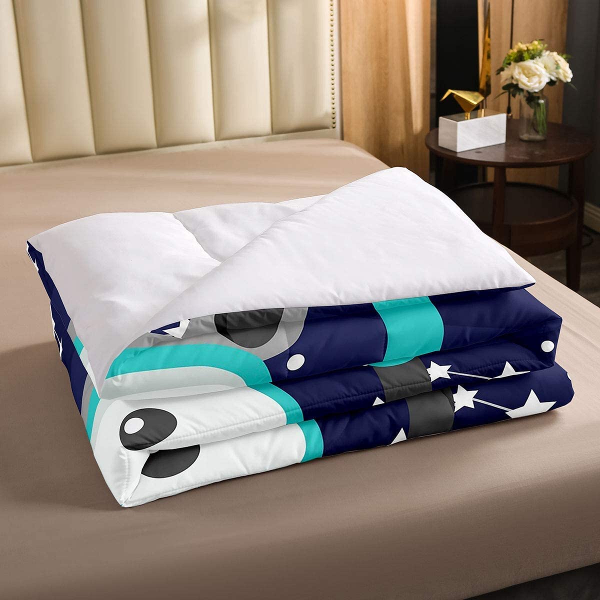 **Premium Galaxy Constellation Hippo Bedding Set - Queen Size Diving Sports Comforter for Kids, Boys & Girls | Cartoon Animal Quilt Set with 1 Comforter & 2 Pillowcases in Navy Blue | Perfect for Kids' Rooms, Sleepovers & Themed Bedrooms**