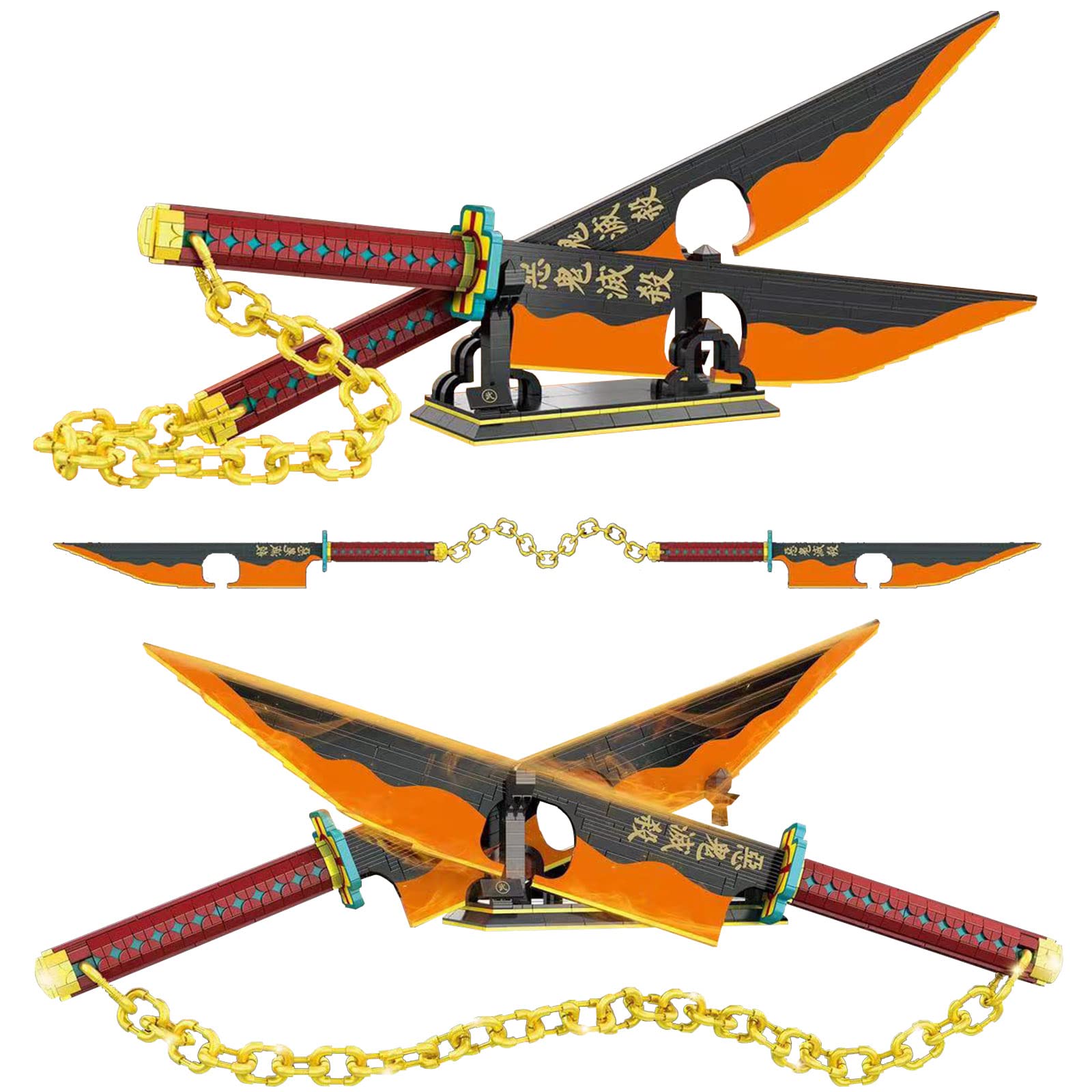 FDEYES 1478-Piece Tengen Uzui Demon Slayer Katana Building Blocks Set - 82 Inch Anime Cosplay Sword Model Kit, DIY Samurai Katana Toy Compatible with Lego - Perfect for Demon Slayer Fans, Anime Collectors & Cosplay Events