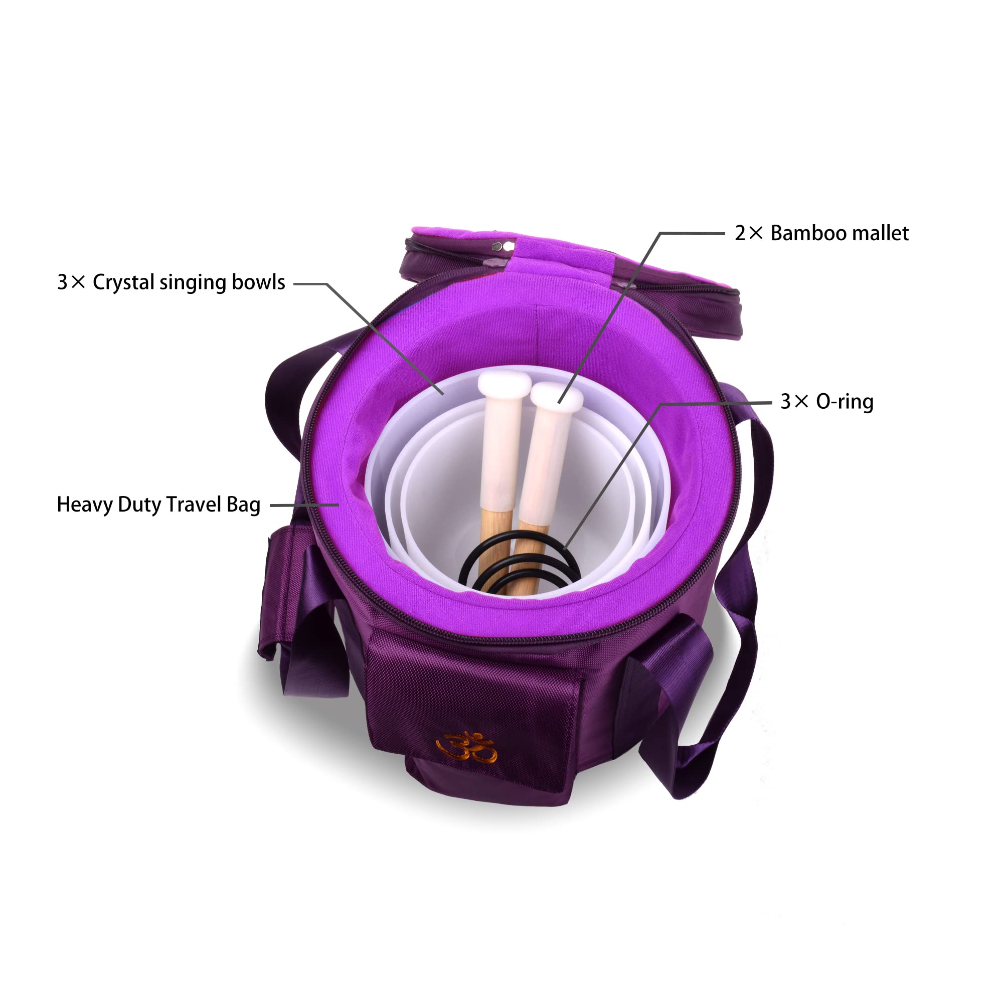 7 Inch 8 Inch 9 Inch Crystal Singing Bowls Set - Sound Healing Bowl for Meditation, Yoga, Chakra Balancing & Mindfulness - Includes Travel Bag (7C+8F+9G) - Perfect for Home, Studio & Spiritual Healing Sessions
