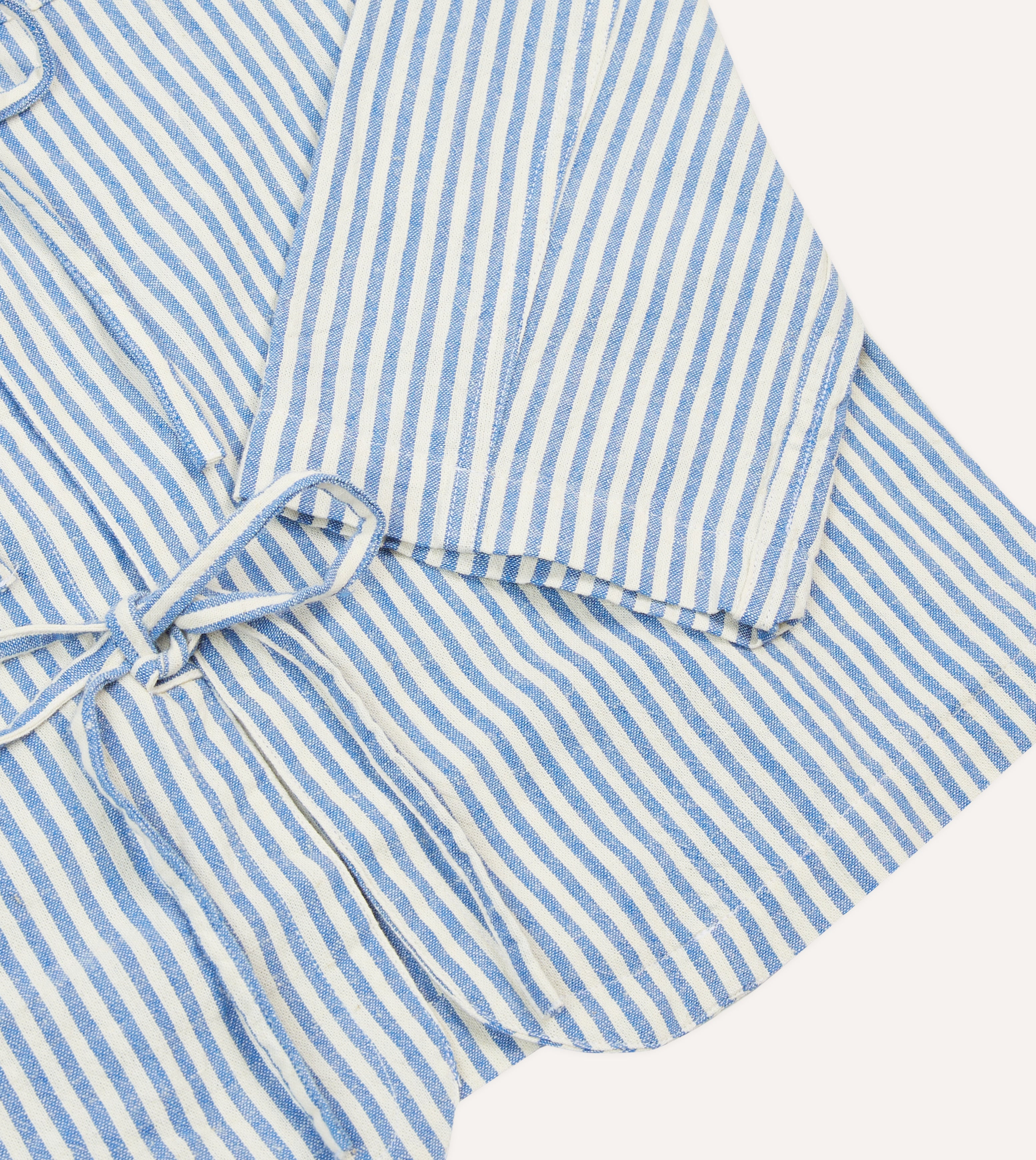 Blue and Ecru Striped Tie-Front Lightweight Overshirt for Women | Casual Spring Layering & Summer Cover-Up