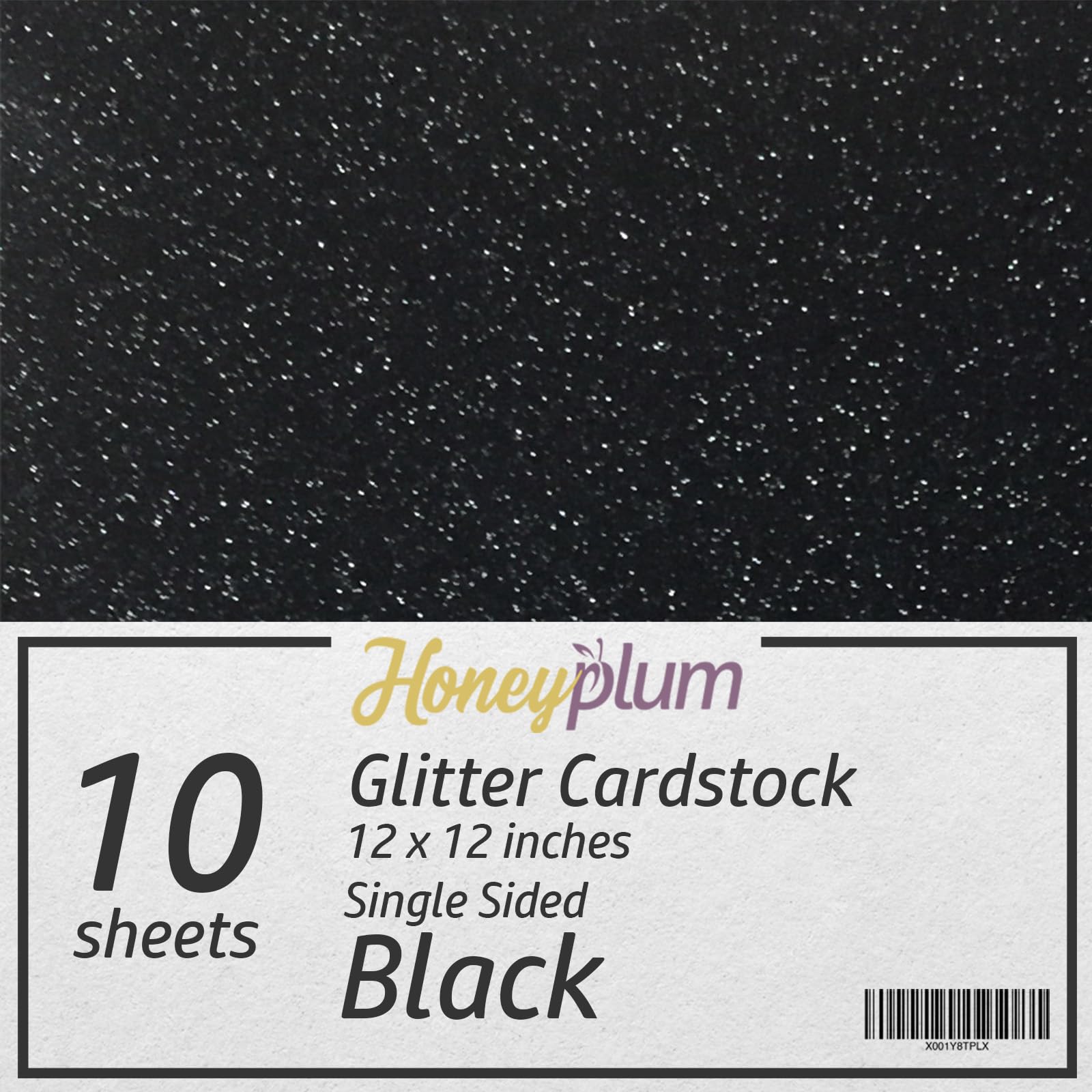 Premium Black Glitter Cardstock Paper - 10 Sheets 12