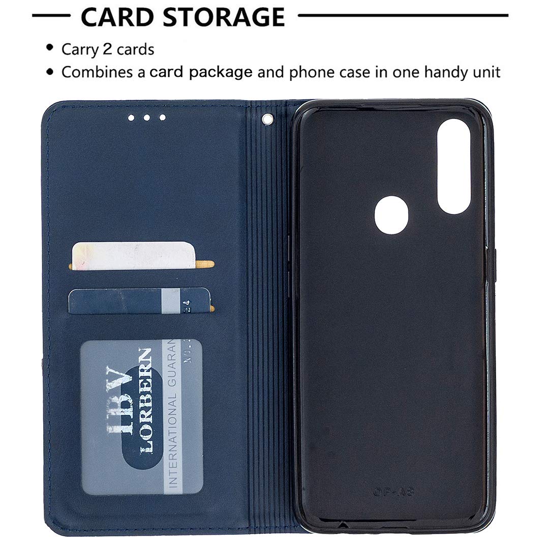 Premium PU Leather Flip Case for Oppo A31 2020 / CPH2015 / A81 - Slim Protective Phone Cover with Card Slots (Blue) | Perfect for Work, Travel & Everyday Use