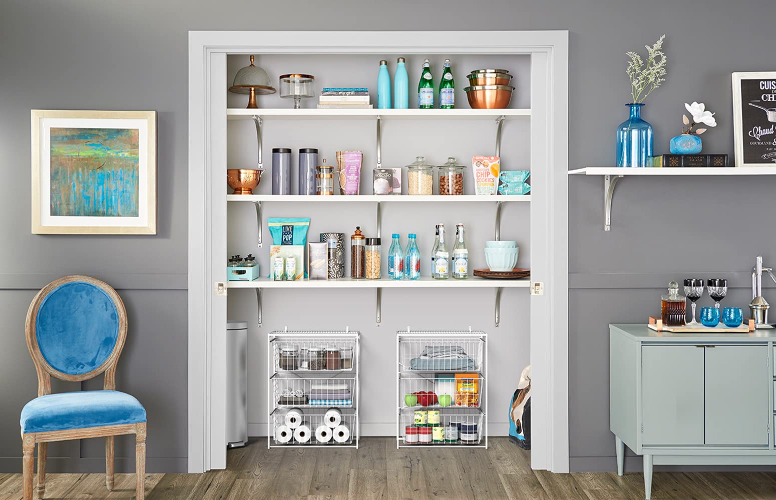 ClosetMaid 3-Tier Wire Basket Drawer Organizer - Steel Storage Shelf for Pantry, Closet & Laundry Room - Easy Assembly White Space Saver - Perfect for Bedroom, Bathroom & Kitchen Organization