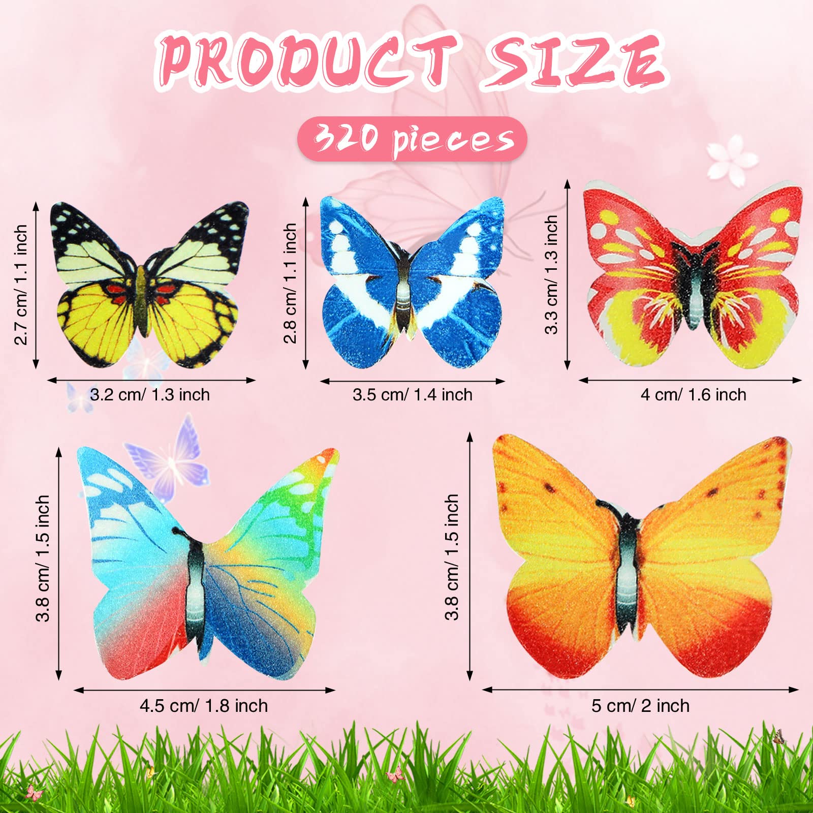 634 Pcs Edible Flowers and Butterflies Cake Decorations - 320 Butterfly & 314 Flower Cupcake Toppers for Wedding, Baby Shower, Birthday Party - Perfect for Kids, Girls, Women Celebration Favors & Food Decor Supplies