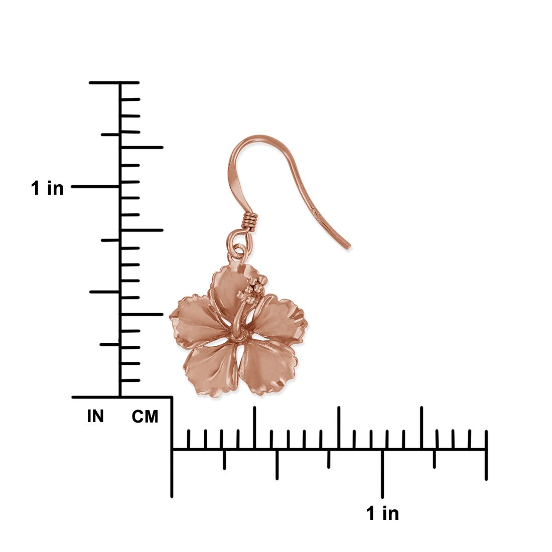 Sterling Silver 5/8 Inch Hibiscus Dangle Earrings for Women - Hawaiian Flower Jewelry - Perfect for Beach Vacations, Summer Parties & Boho Fashion