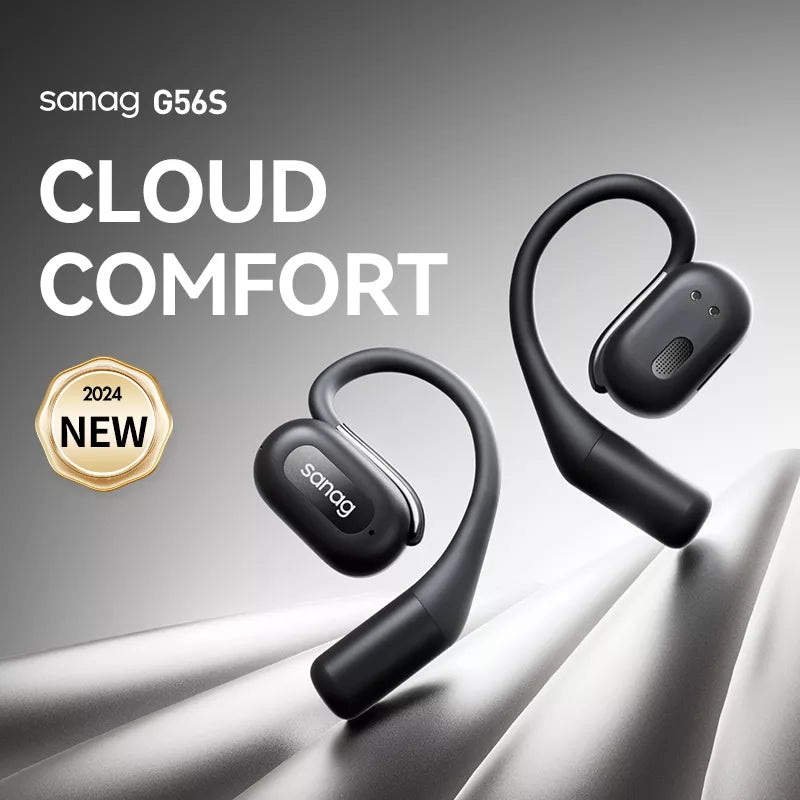 Sanag G56S Wireless Bluetooth Headphones with Ear Hook - Open Ear Air Conduction for Running, Cycling & Workouts - Sweatproof Sport Earbuds for Gym, Outdoor Activities & Travel