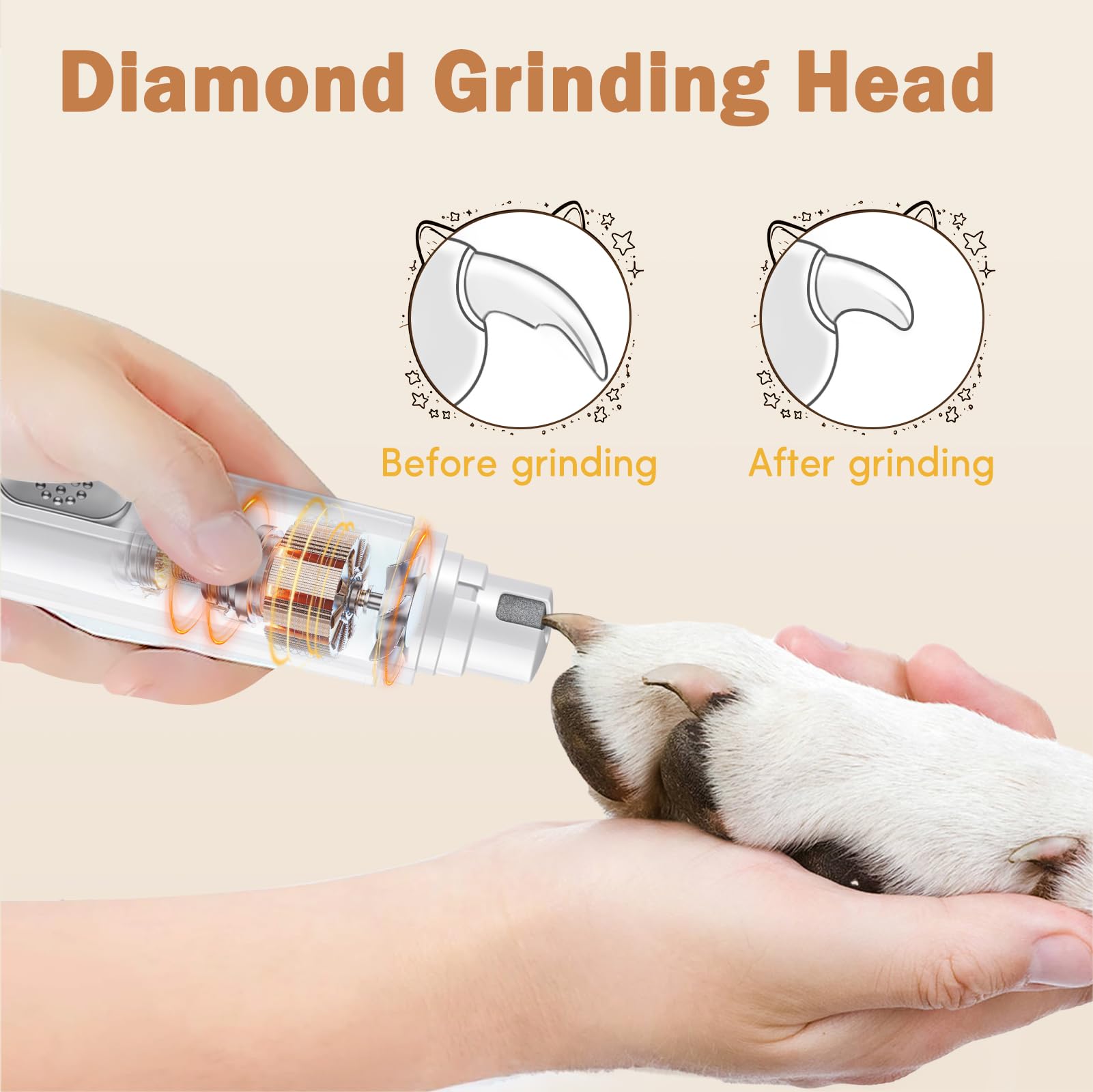 **Professional Dog Nail Grinder & Paw Trimmer – 2-Speed Quiet Pet Nail Grinder for Dogs & Cats – Safe & Efficient Grooming Kit for Eyes, Ears & Feet – Perfect for Home Pet Care & Stress-Free Nail Trimming**