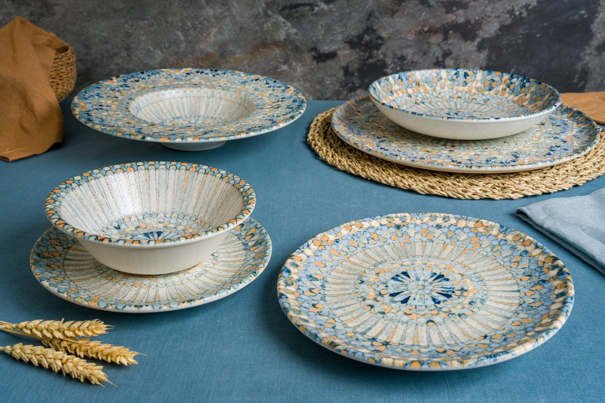 Luca Mosaic Dessert Plate 19 cm - Elegant Ceramic Appetizer Dish for Parties, Weddings & Home Decor | Perfect for Serving Cakes, Pastries & Hors d'Oeuvres