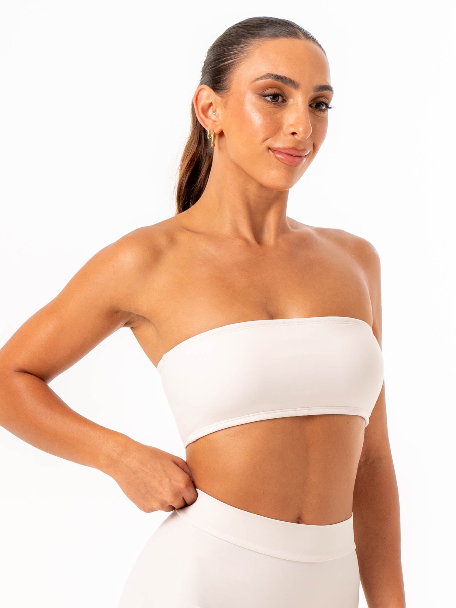 NKD Bandeau Bra Top - Off White | Seamless Comfort for Yoga, Workouts & Everyday Wear