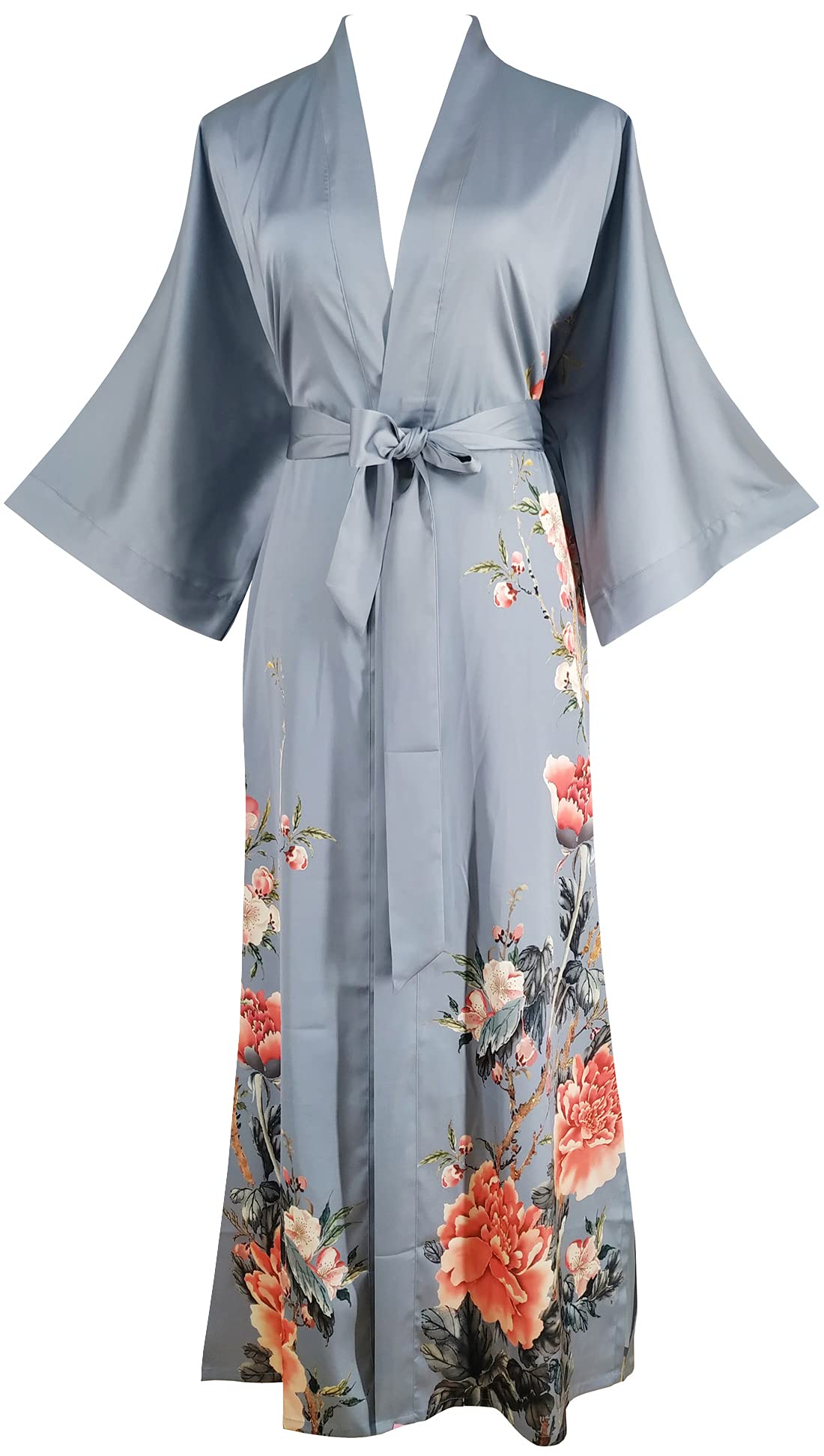 Ledamon Women's Kimono Robe - Long Sleeve Floral Bathrobe with Pockets | Soft Nightgown for Spa, Lounge & Sleepwear | Perfect for Relaxation at Home