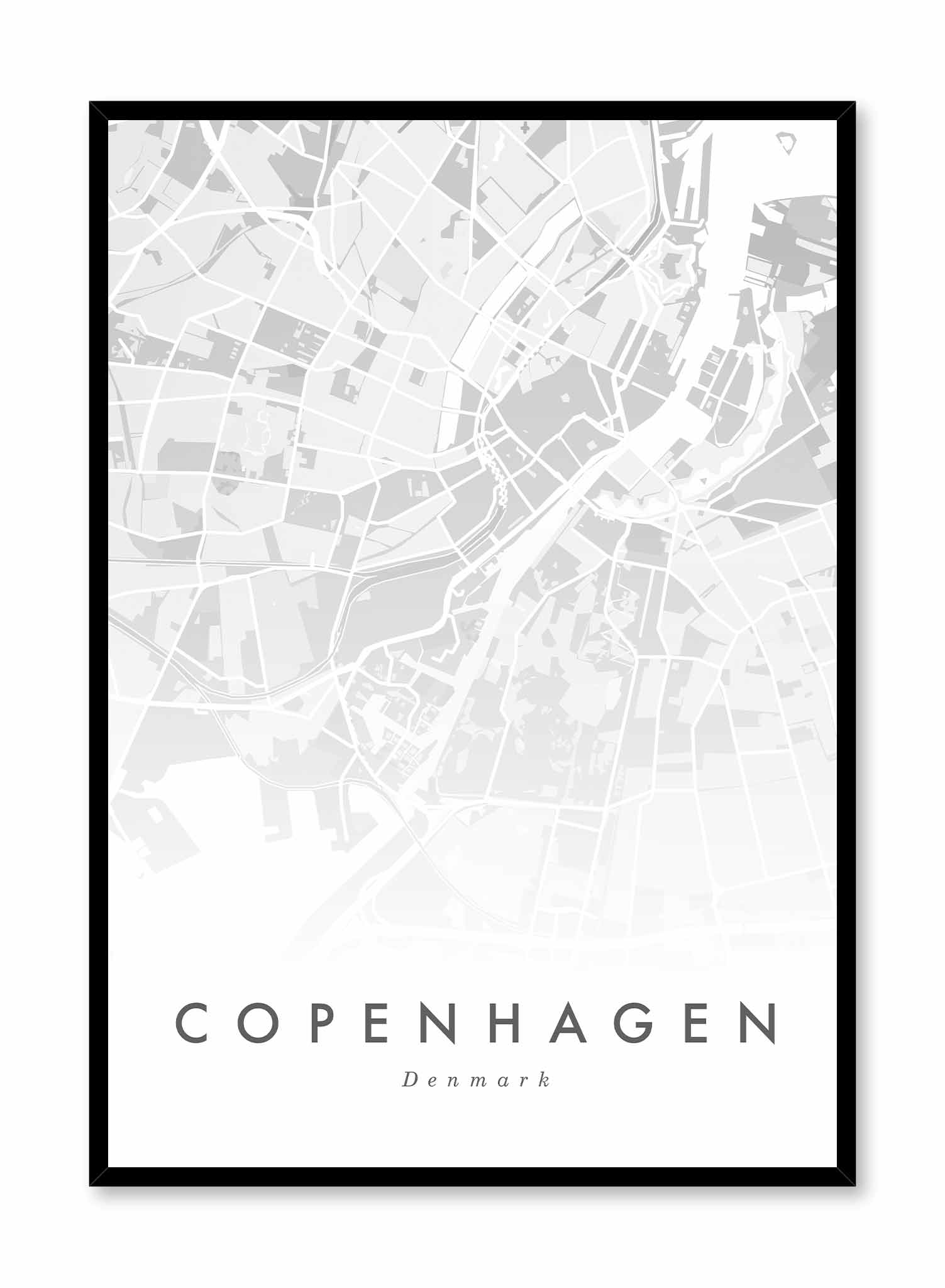Vintage Copenhagen City Map Poster - Scandinavian Wall Art Decor for Home, Office & Classroom