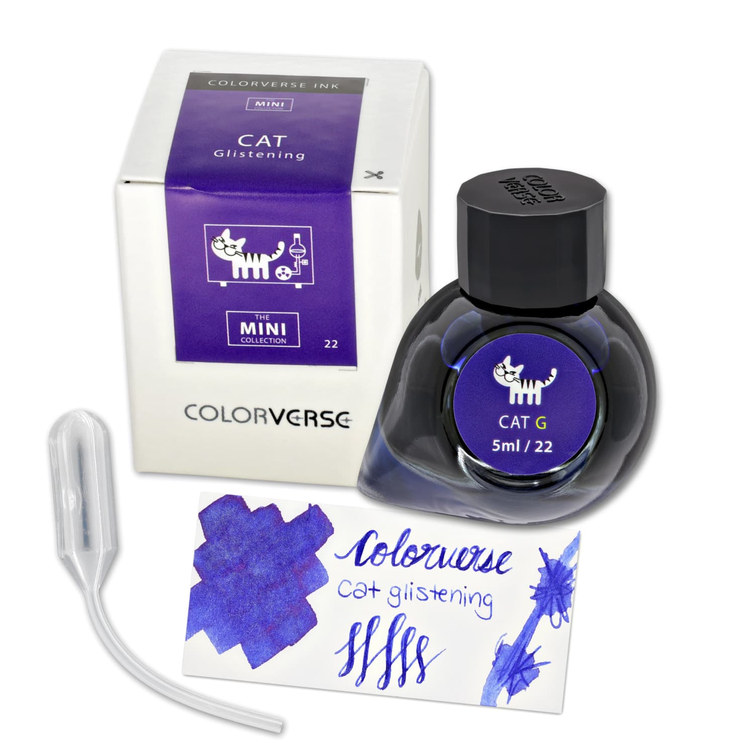 Colorverse Multiverse Mini Bottled Ink - 5mL Vibrant Fountain Pen Ink for Calligraphy, Journaling & Art - Perfect for Cat Lovers & Stationery Enthusiasts