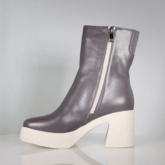 Minx Cameo Slate Grey Ankle Boots for Women - Stylish & Comfortable Low Heel Booties for Fall & Winter | Perfect for Office, Casual Outfits & Date Nights