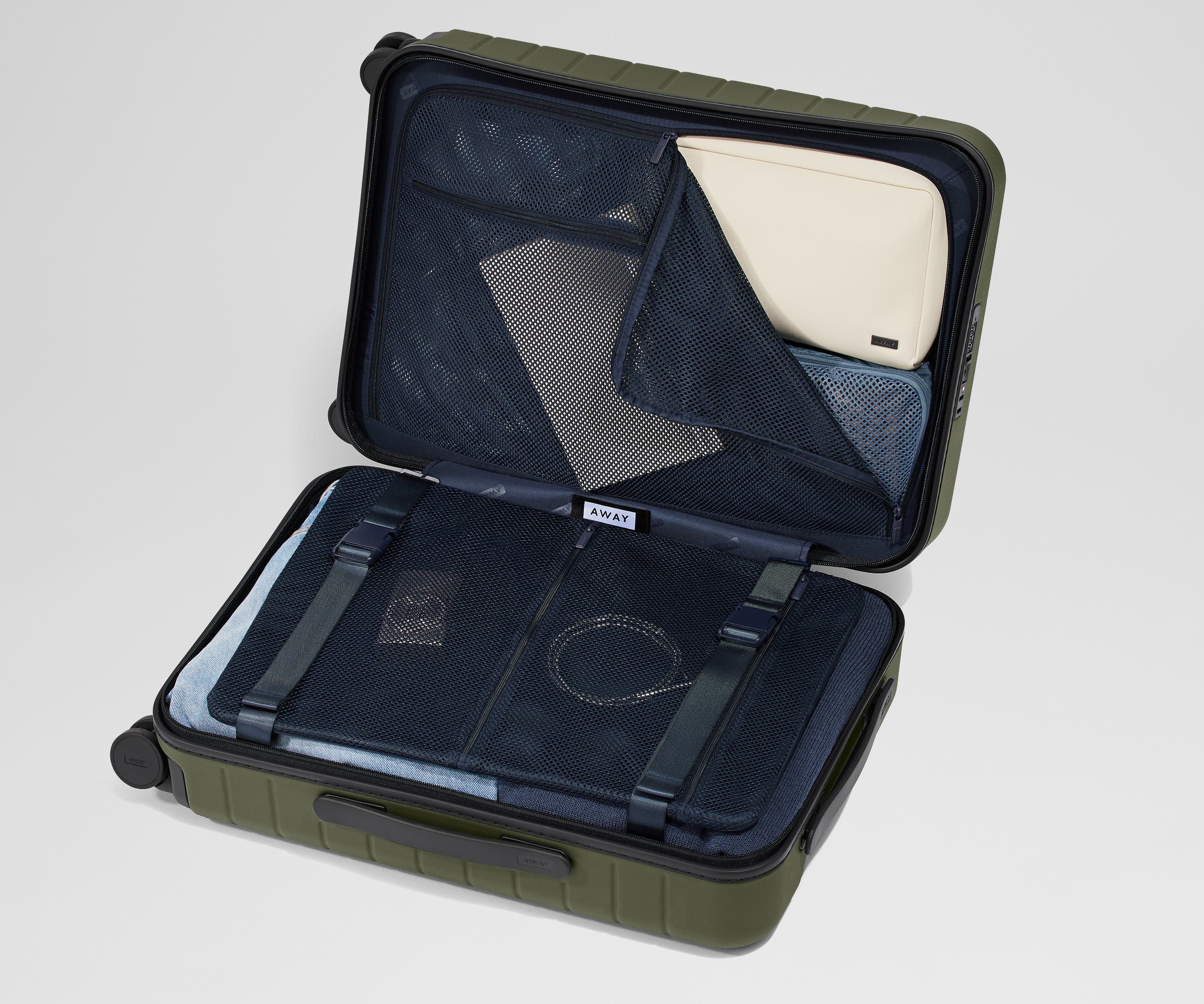Executive Bigger Carry On Luggage in Olive Green - Spacious Travel Suitcase for Business Trips & Weekend Getaways