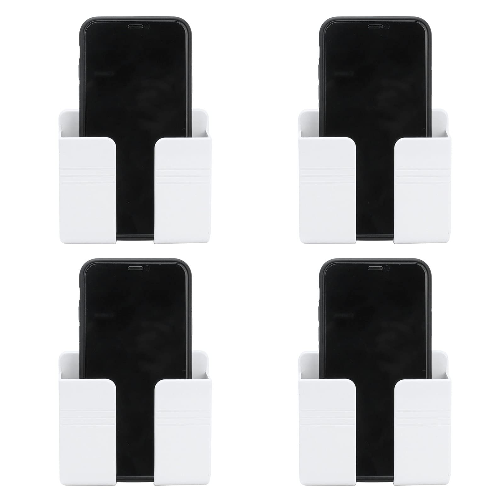 Garosa 4-Pack Self-Adhesive Wall Mounted Phone Holder - Horizontal Stripes Design for iPhone, Samsung & Smartphones - Perfect for Bedroom, Living Room & Office Charging Station