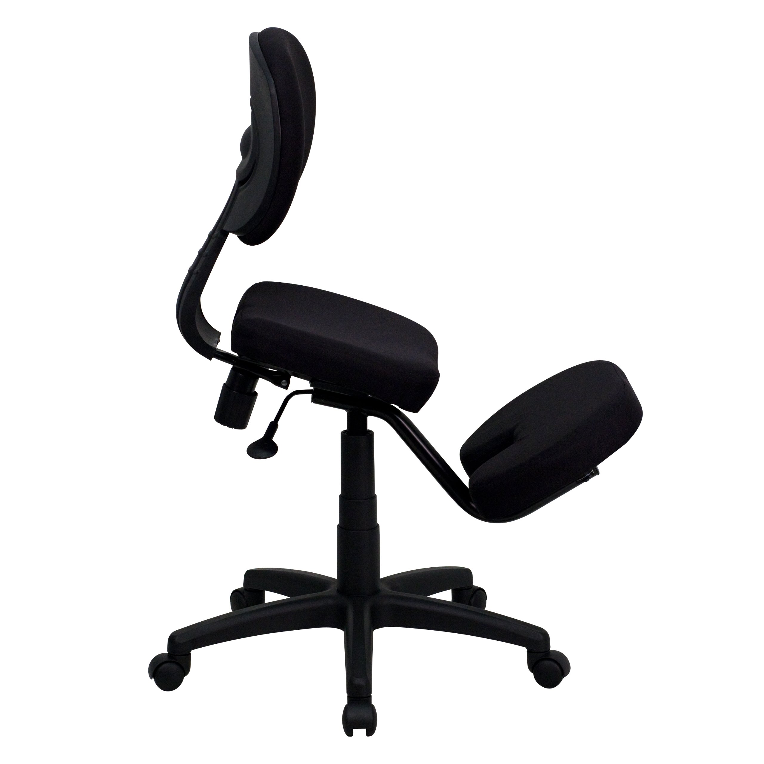 Ergonomic Kneeling Office Chair - Adjustable Posture Support Black Fabric Task Chair for Home & Office Workspace