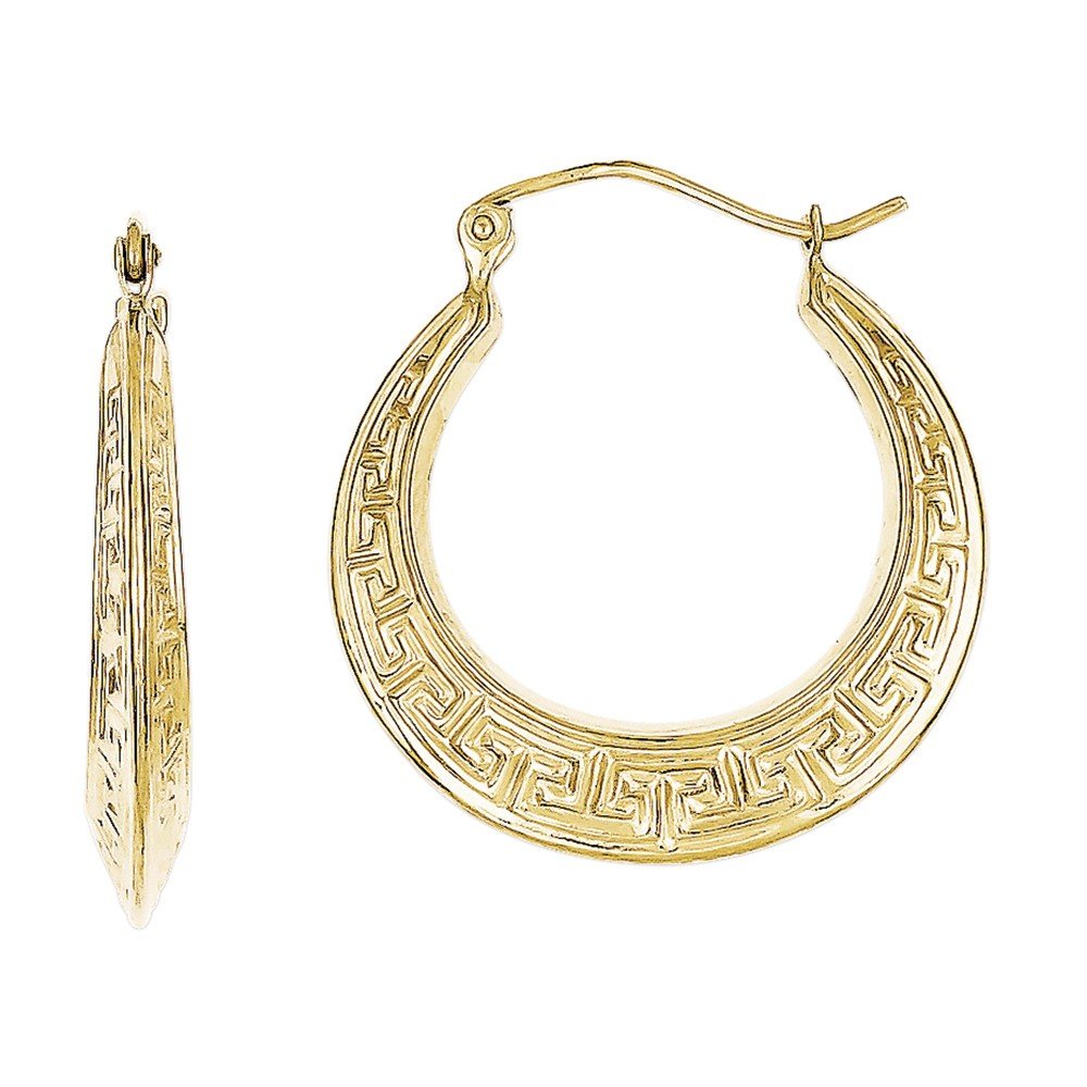 10K Gold Greek Key Hoop Earrings - Elegant Jewelry for Women, Perfect for Weddings, Parties & Everyday Wear