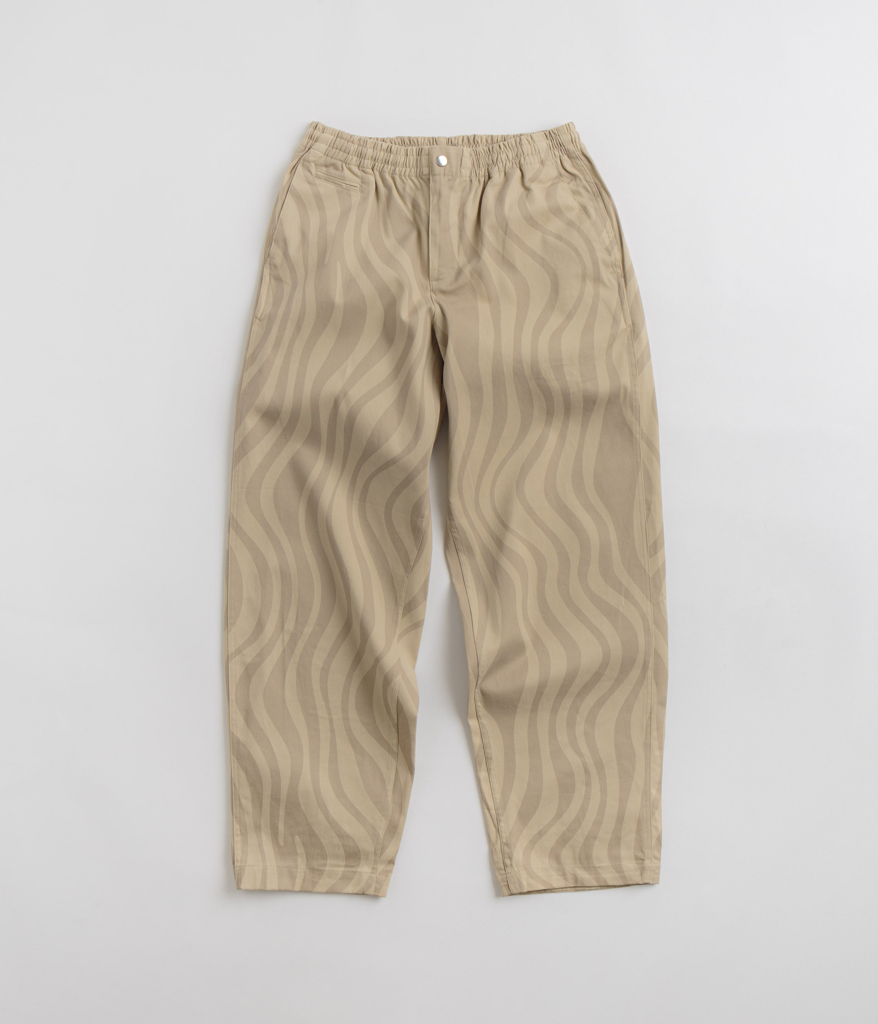 Parra Flowing Stripes Pants for Women - Comfortable Tan Casual Trousers with Elastic Waist | Perfect for Yoga, Lounge & Streetwear Fashion