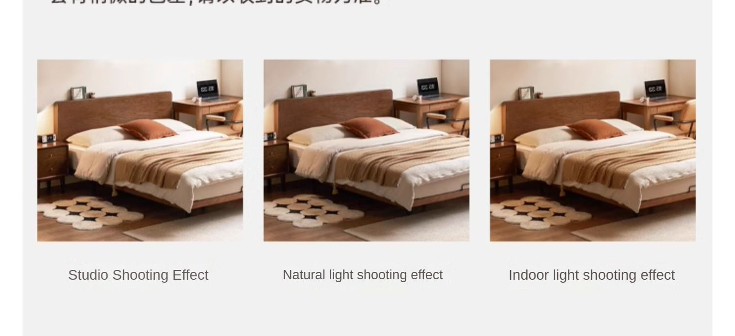 Solid Oak Wood Floating Bed Frame - Modern Platform Bed with Suspended Design for Bedroom, Guest Room & Loft