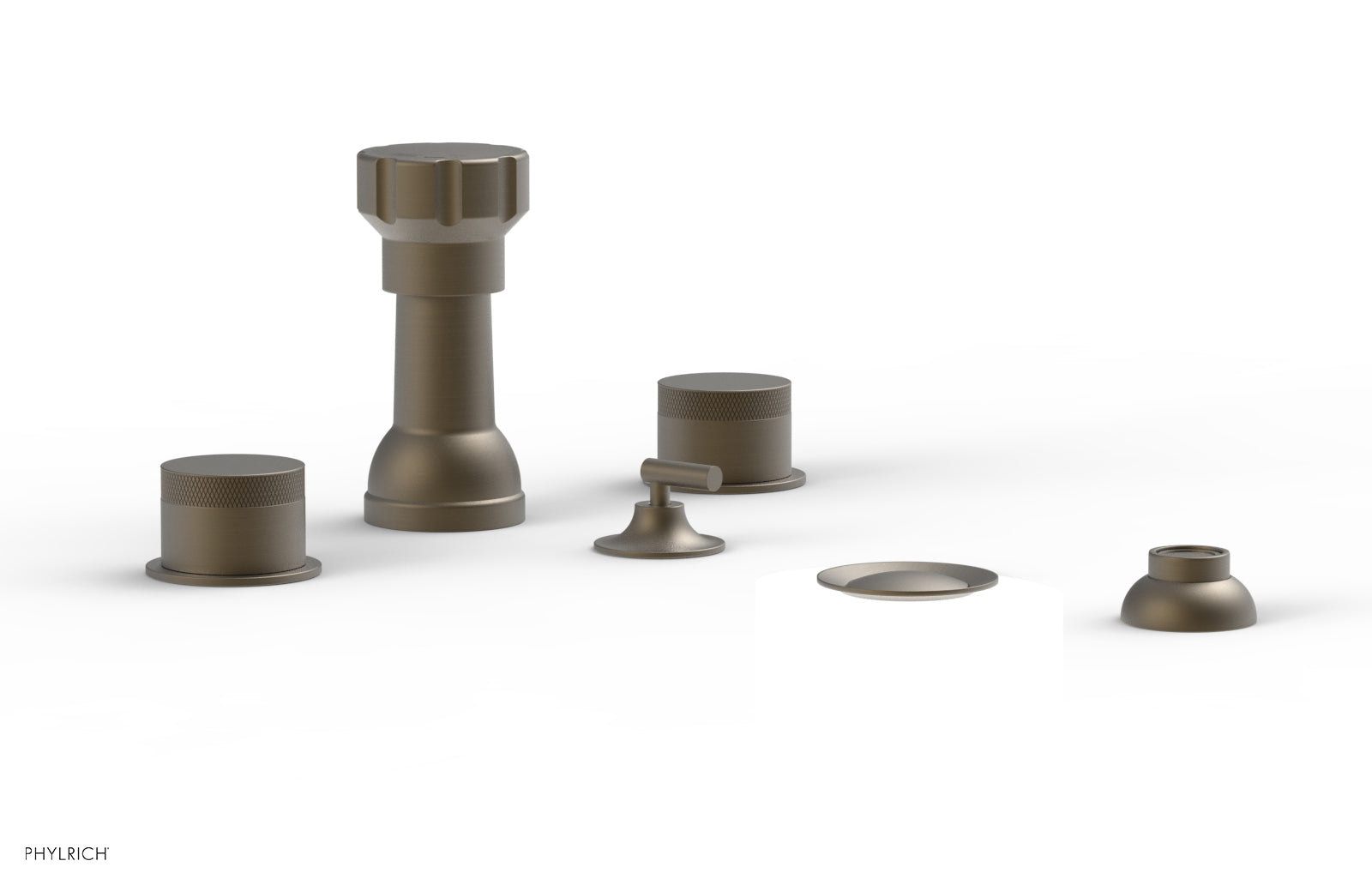 BASIC II Four Hole Bidet Set with Knurled Handles - 230 60 - Perfect for Modern Bathroom Upgrades & Hygienic Personal Care