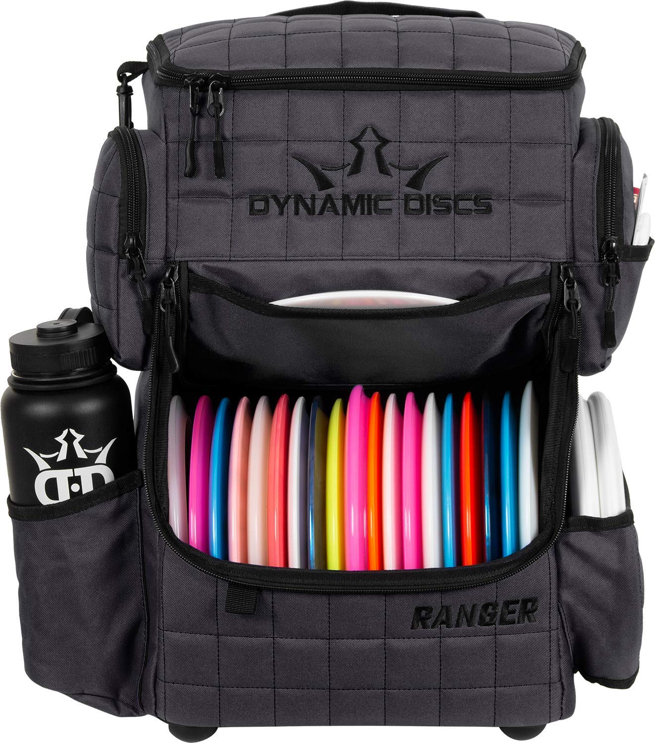 DD DYNAMIC DISCS Ranger Disc Golf Backpack - 18+ Disc Capacity with Large Main Compartment & On-Deck Putter Pouch (Holds 2 Putters) - Heather Charcoal - Perfect for Tournament Play & Outdoor Disc Golf Adventures