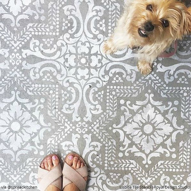 Lisboa Tile Stencil - Reusable DIY Ceramic Stencils for Home Decor, Wall Art & Craft Projects | Perfect for Bathroom, Kitchen Backsplash & Floor Tile Designs