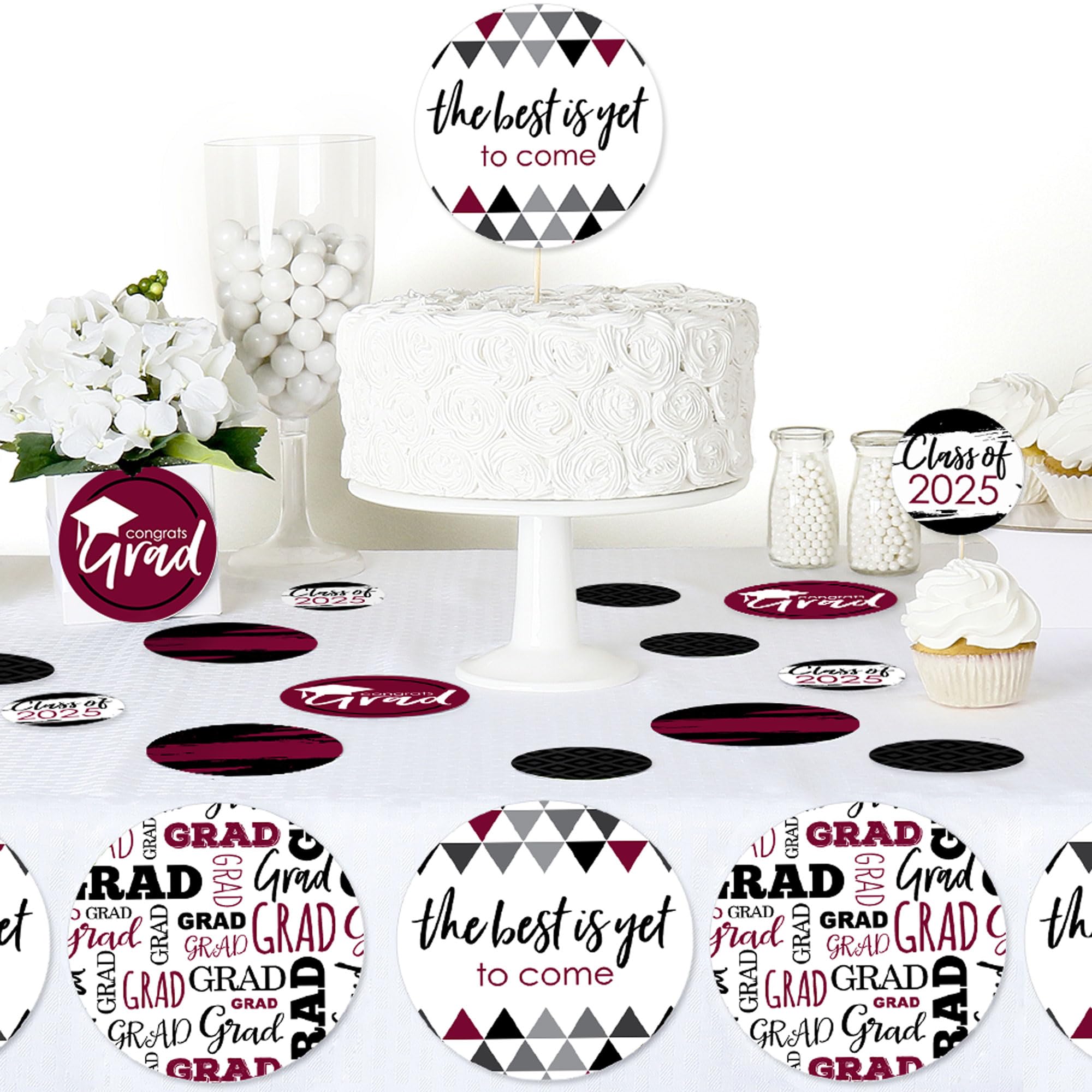 Big Dot of Happiness 2024 Maroon Graduation Party Giant Circle Confetti - 27-Pack Large Confetti for Graduation Decorations, Party Supplies & Photo Backdrops - Perfect for Graduation Ceremonies, Cap Toss Photos & Celebration Events