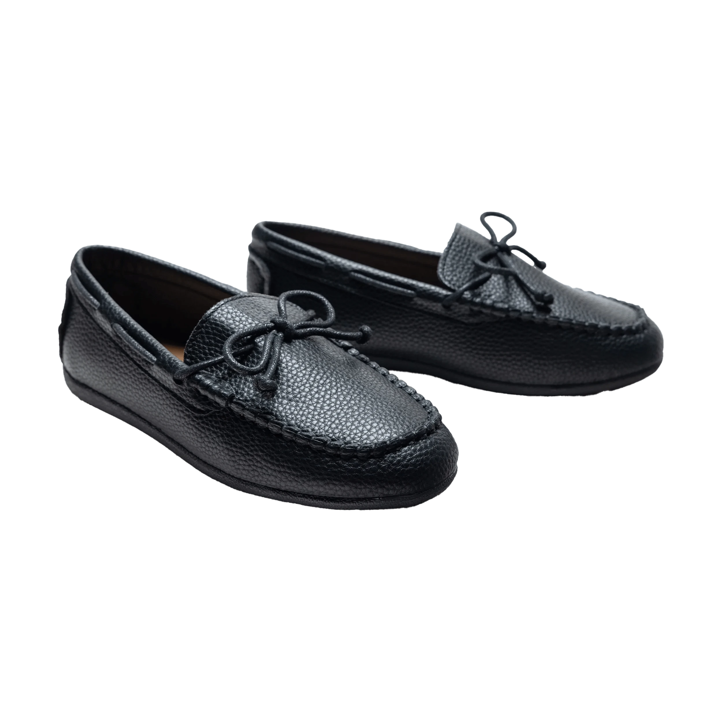 Black Faux Leather Laced Loafers for Women - Comfortable Slip-On Dress Shoes for Work, Office & Casual Outfits - Stylish & Breathable Walking Shoes for Daily Wear