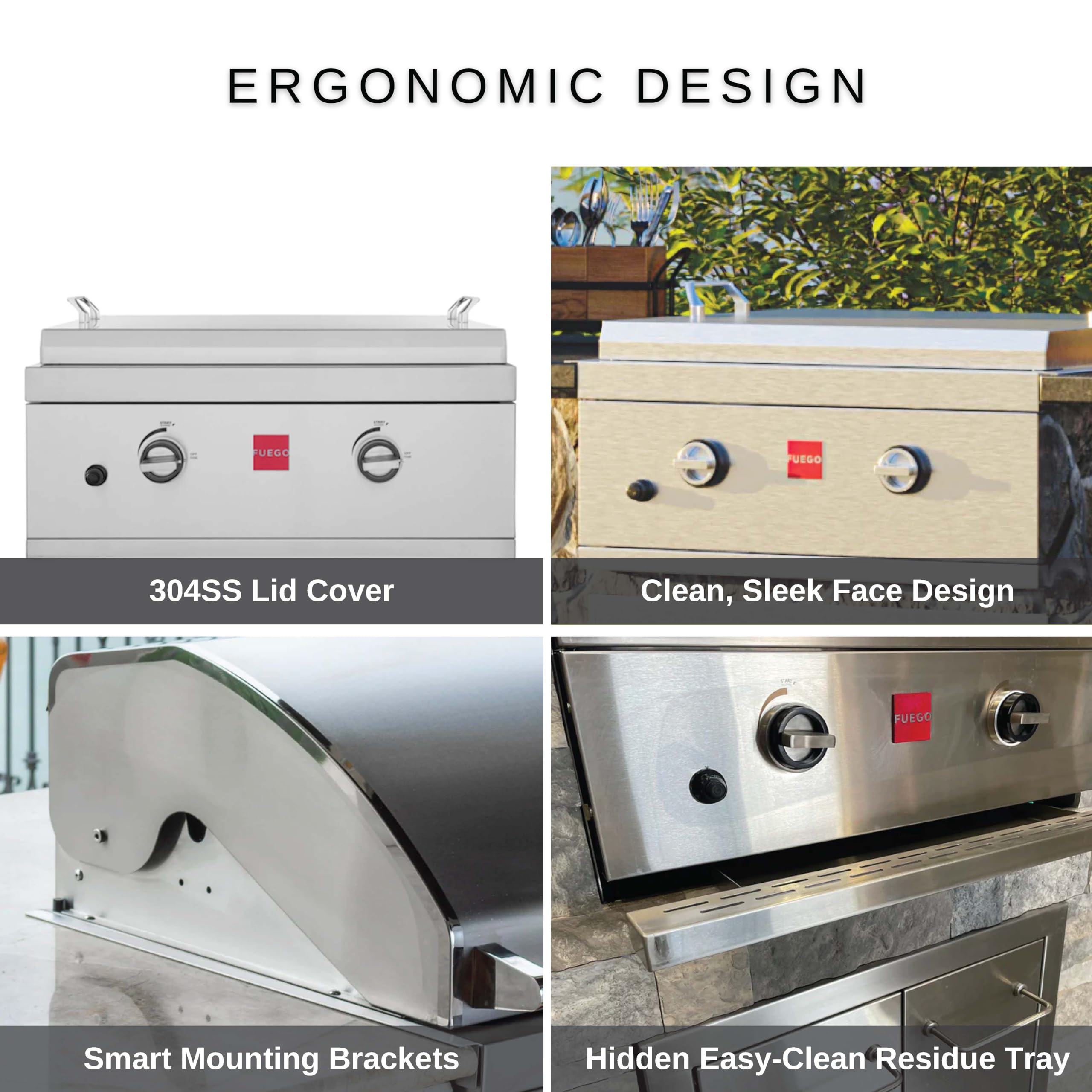 Fuego F27S Built-in Gas Grill Griddle - 304 Stainless Steel, Commercial Grade for Outdoor Cooking & Backyard BBQs