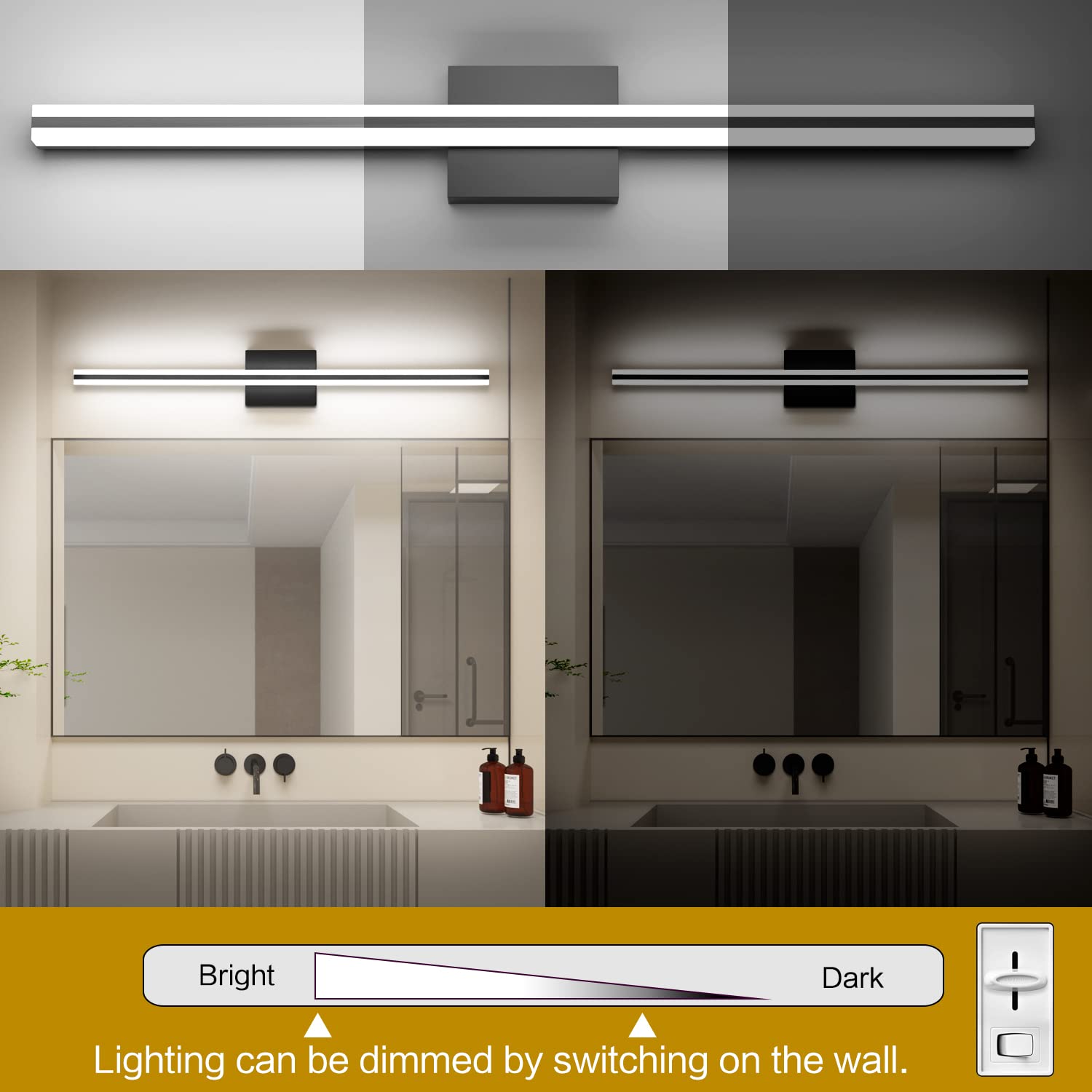 Dimmable LED Bathroom Vanity Lights - Matt Black Mirror Lights for Home Decor
