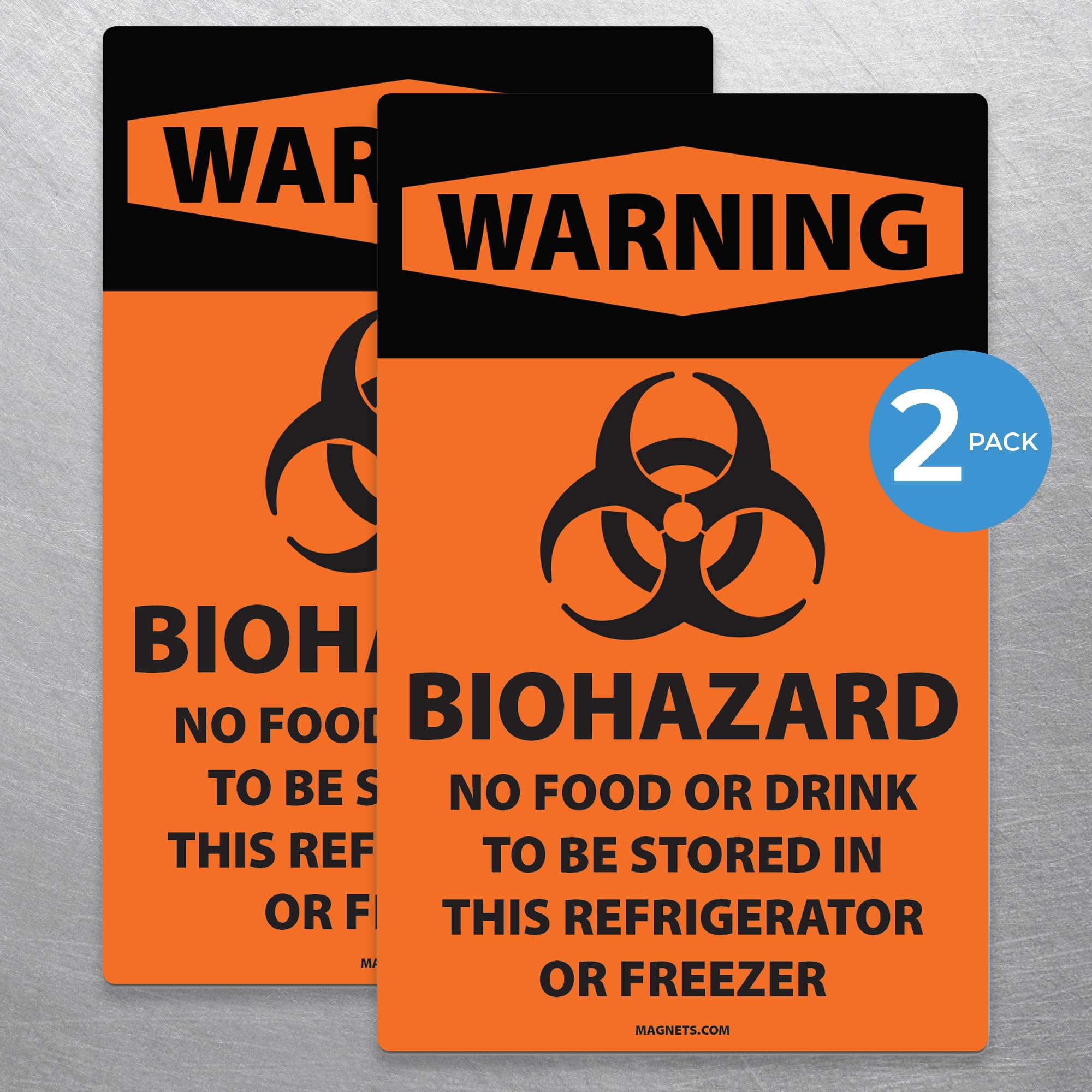 10 Pack - Biohazard Magnetic Signs for OSHA Compliance, No Food or Drink Stored in Refrigerator/Freezer - Perfect for Labs, Hospitals & Food Safety Areas