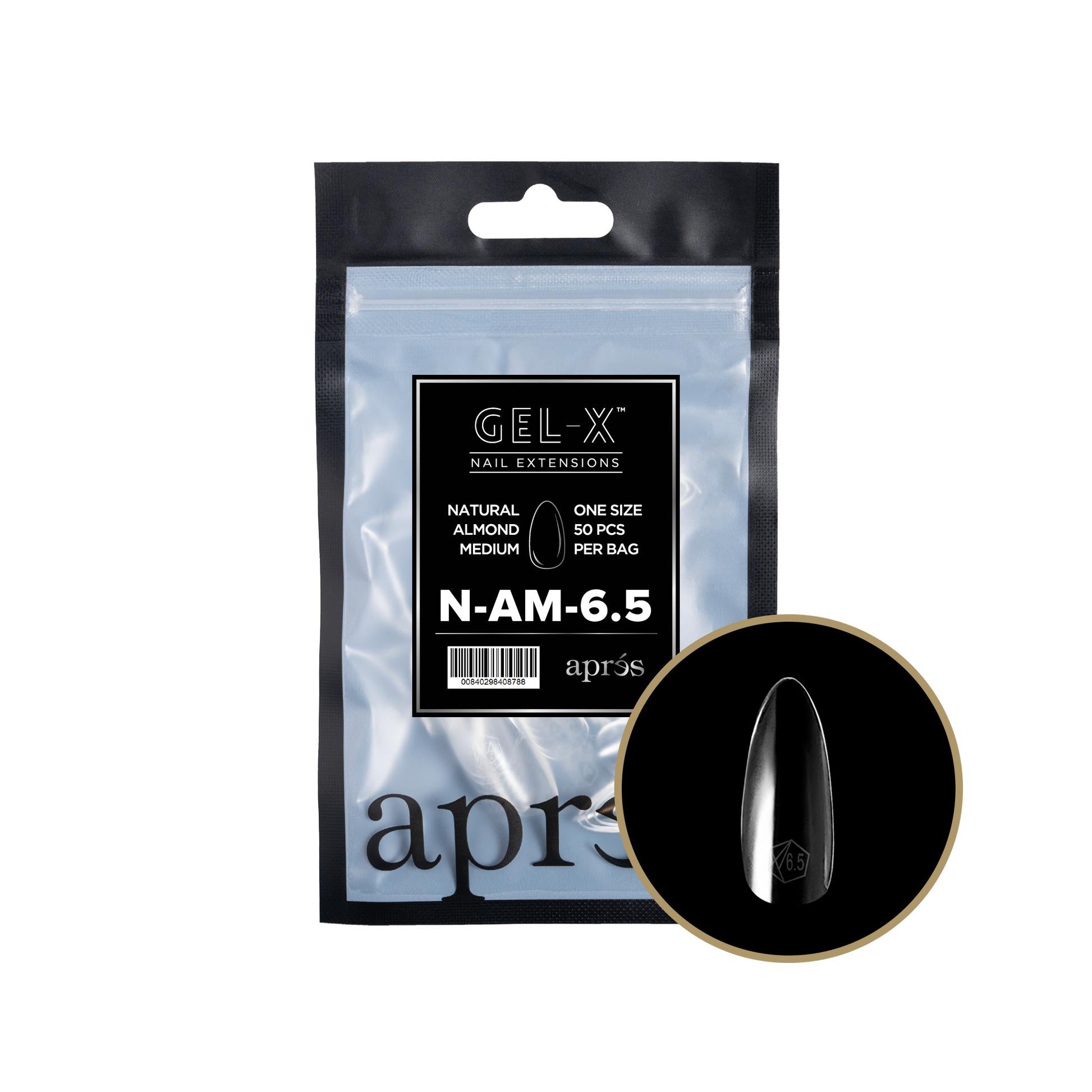 Apres Gel X 2.0 Refill Bags - Natural Almond Medium Size 6.5 (50 Pcs) | Professional Nail Extension Kit for Salon & Home Manicure | Perfect for DIY Nail Art, Wedding, Party & Special Occasions